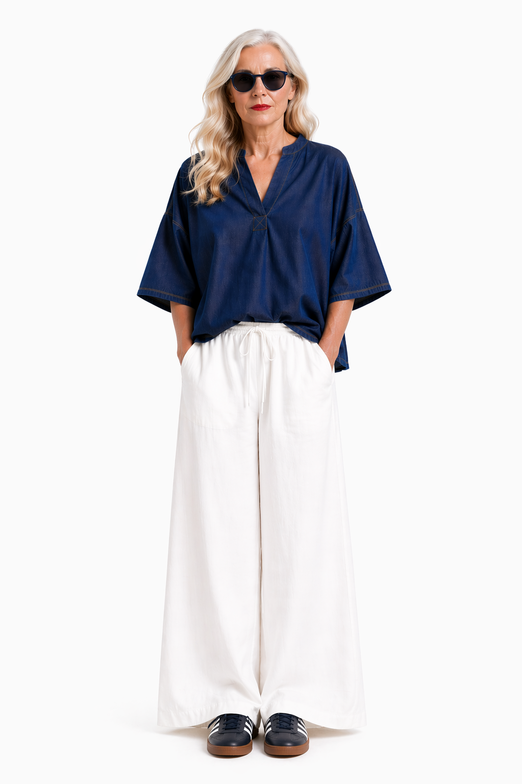 Weite Bluse "JEANS LIGHT" in Blau Art. 126B03