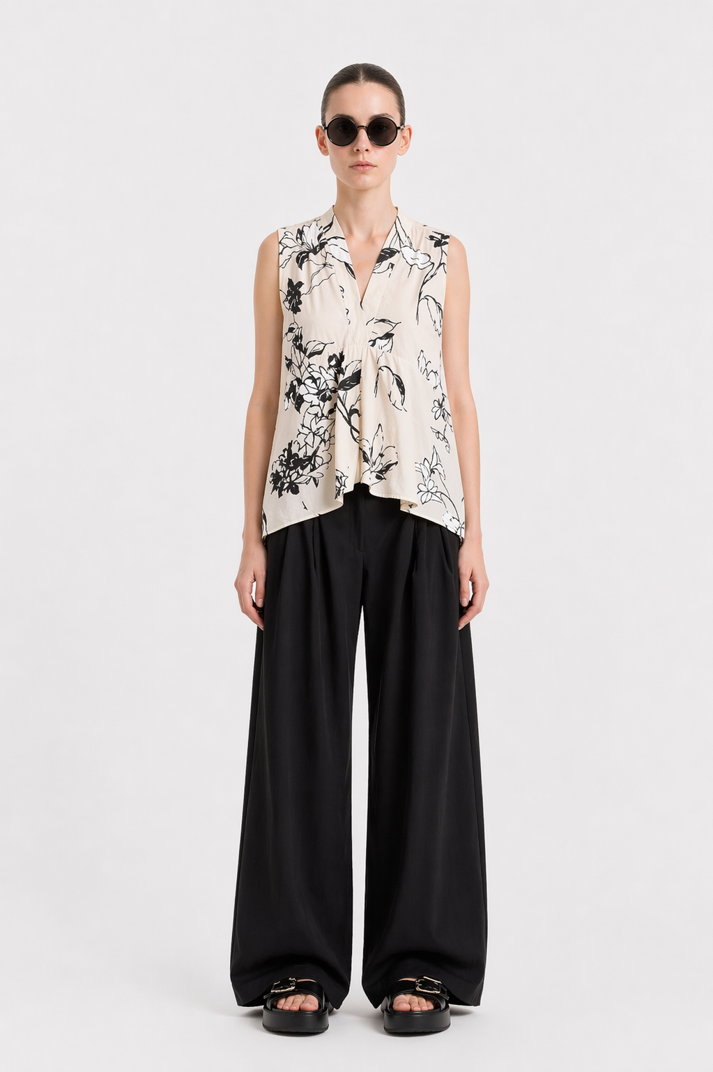 Cotton Top mit "FLOWER" Print Art. 121T02