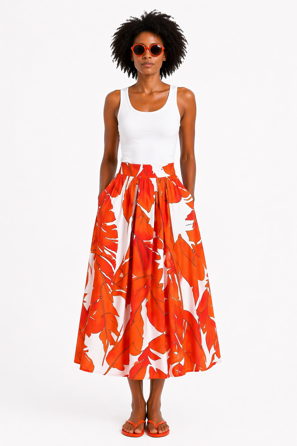 Sommer Rock mit "FLOWERS PALM“ Print