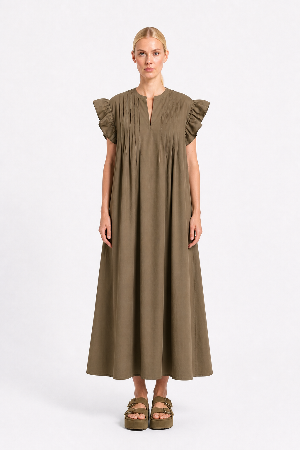 BoHo Sommerkleid - Maxikleid Art. 126K15 Oliv
