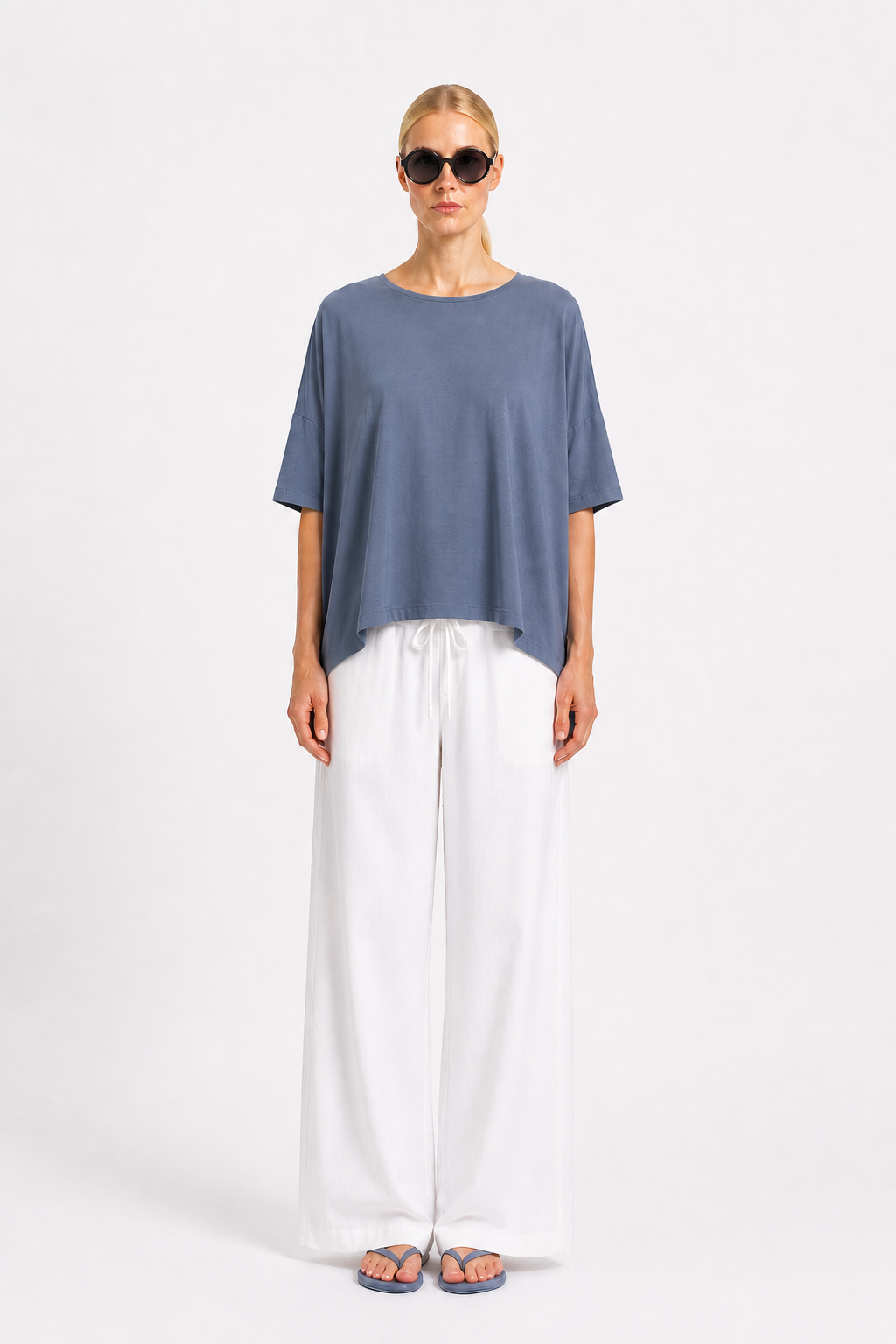 Weites, lässiges Jersey Shirt Casual Art. 126S06 Jeansblau