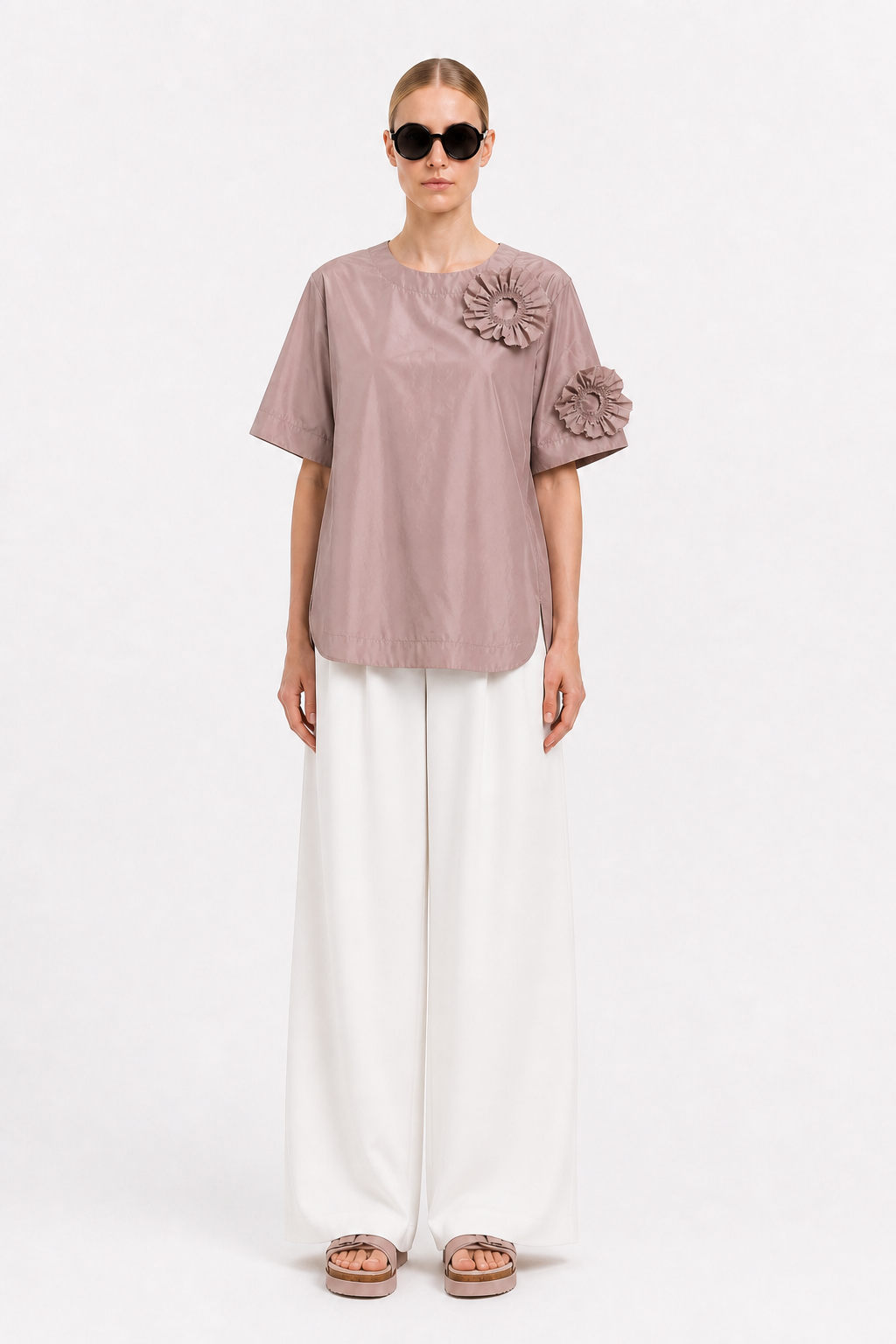 Bluse-Shirt Flower Power "LIGHT TAFFETA" Style Piece Art. 126B23 Stone