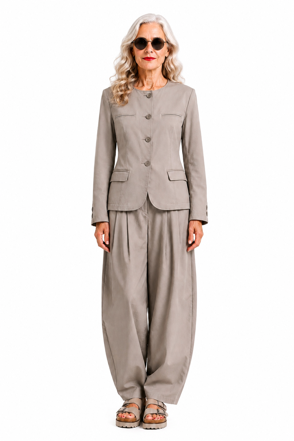 Cooler Blazer mit Stehkragen "STRETCH" Art. 126J14 STONE