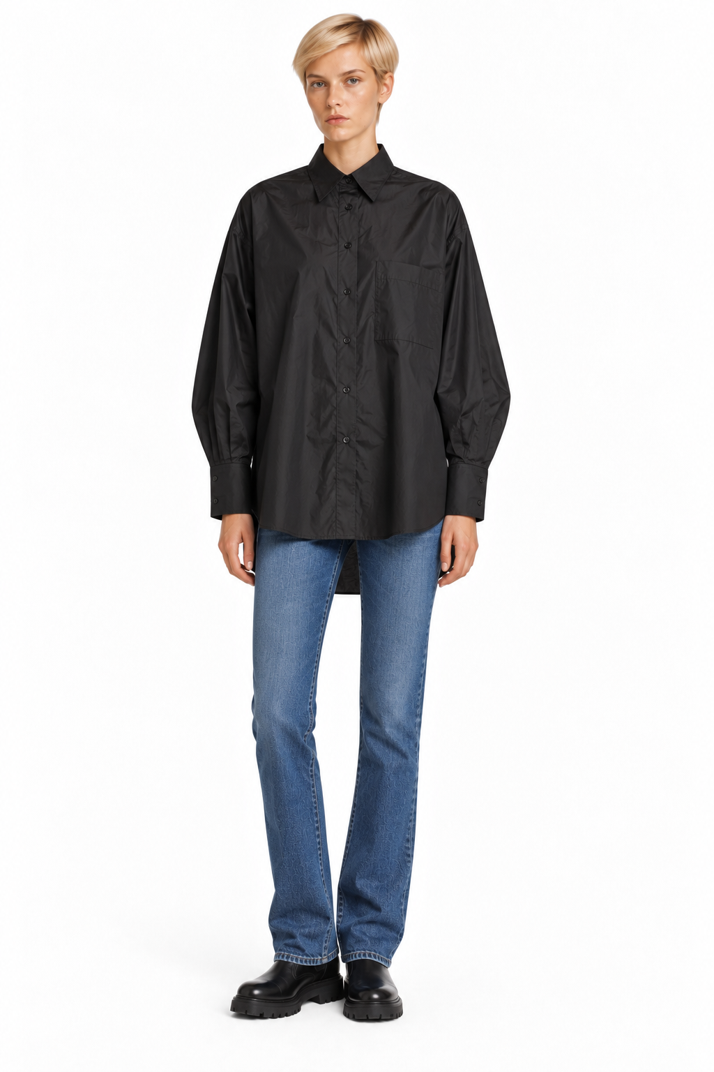 226B06 Taft Light Lässiges Hemd NERO