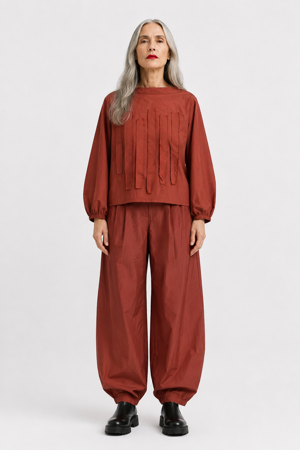 226B10 Taft Light Shirtbluse mit Bändern HAZEL