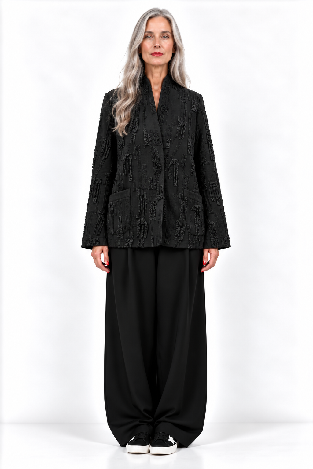 226J24 Schöne Schalkragenjacke SEAFLEX in NERO