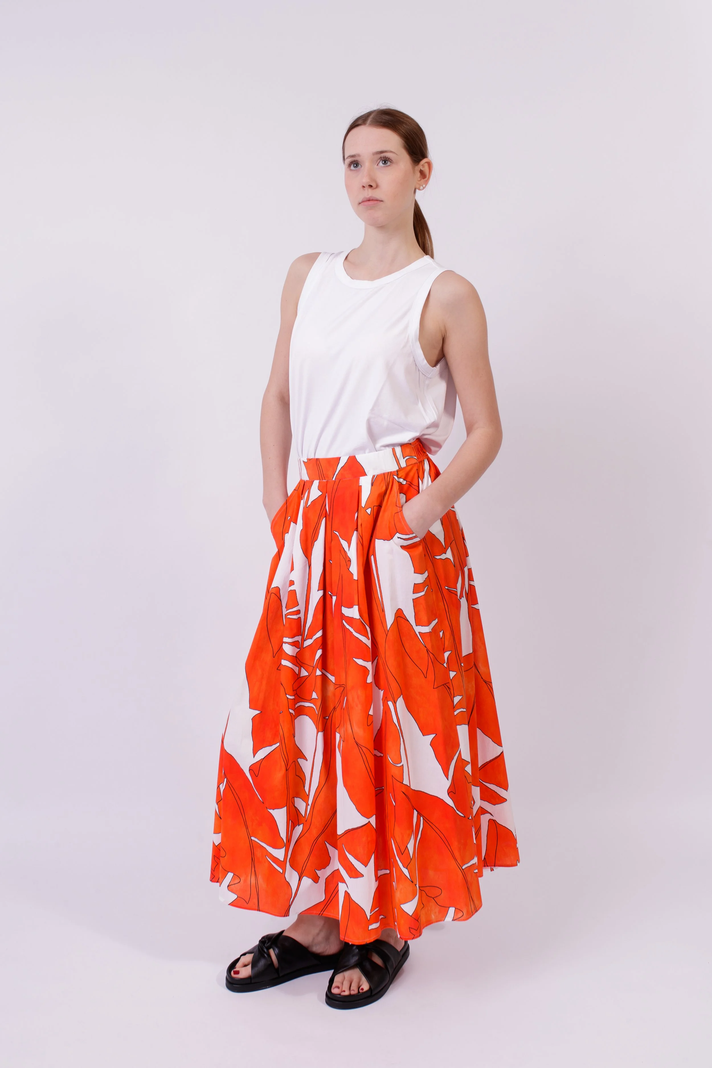 Sommer Rock mit "FLOWERS PALM“ Print