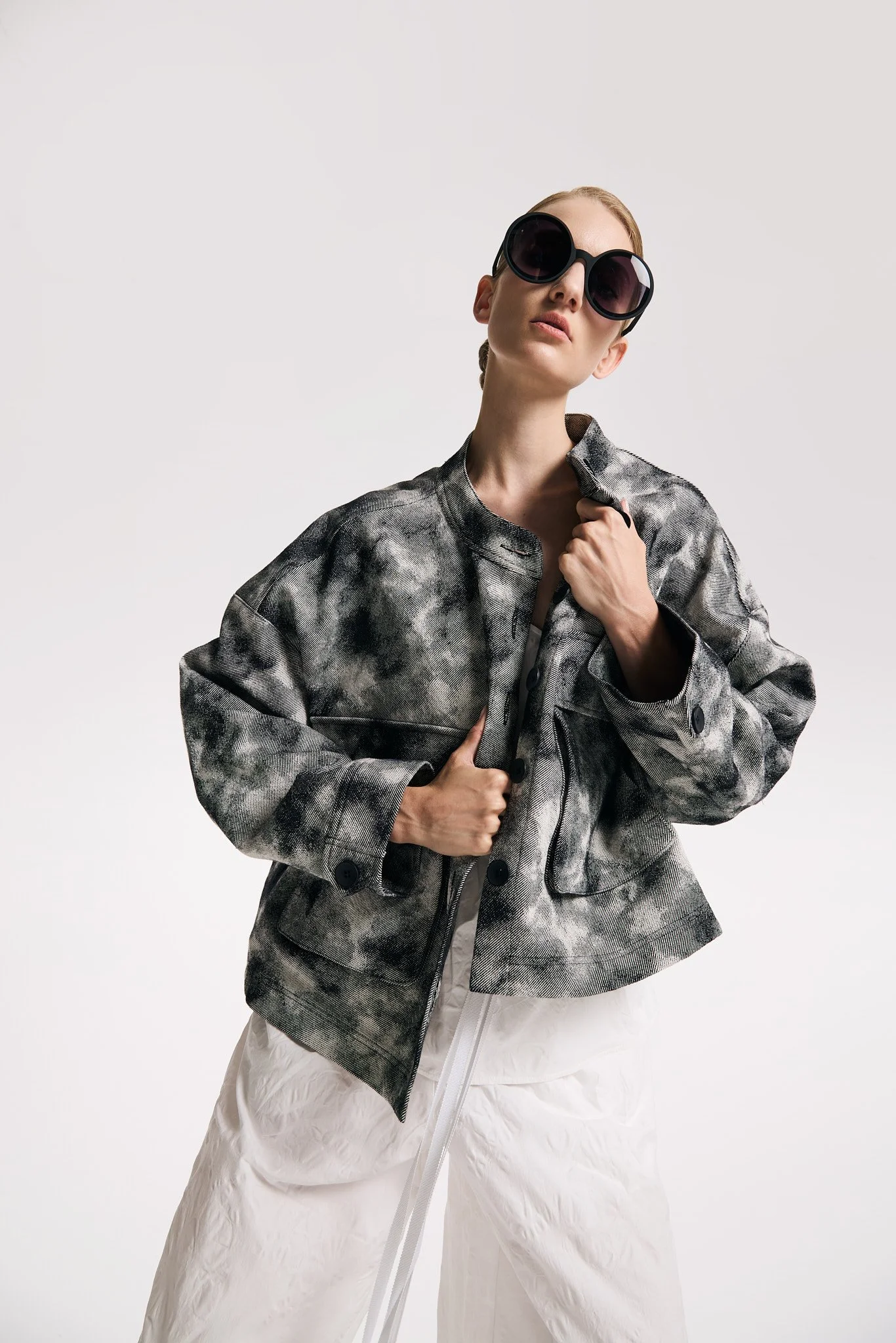 Coole Canvas Jacke „Camou“ mit Stehkragen + Taschen Art. 126J01