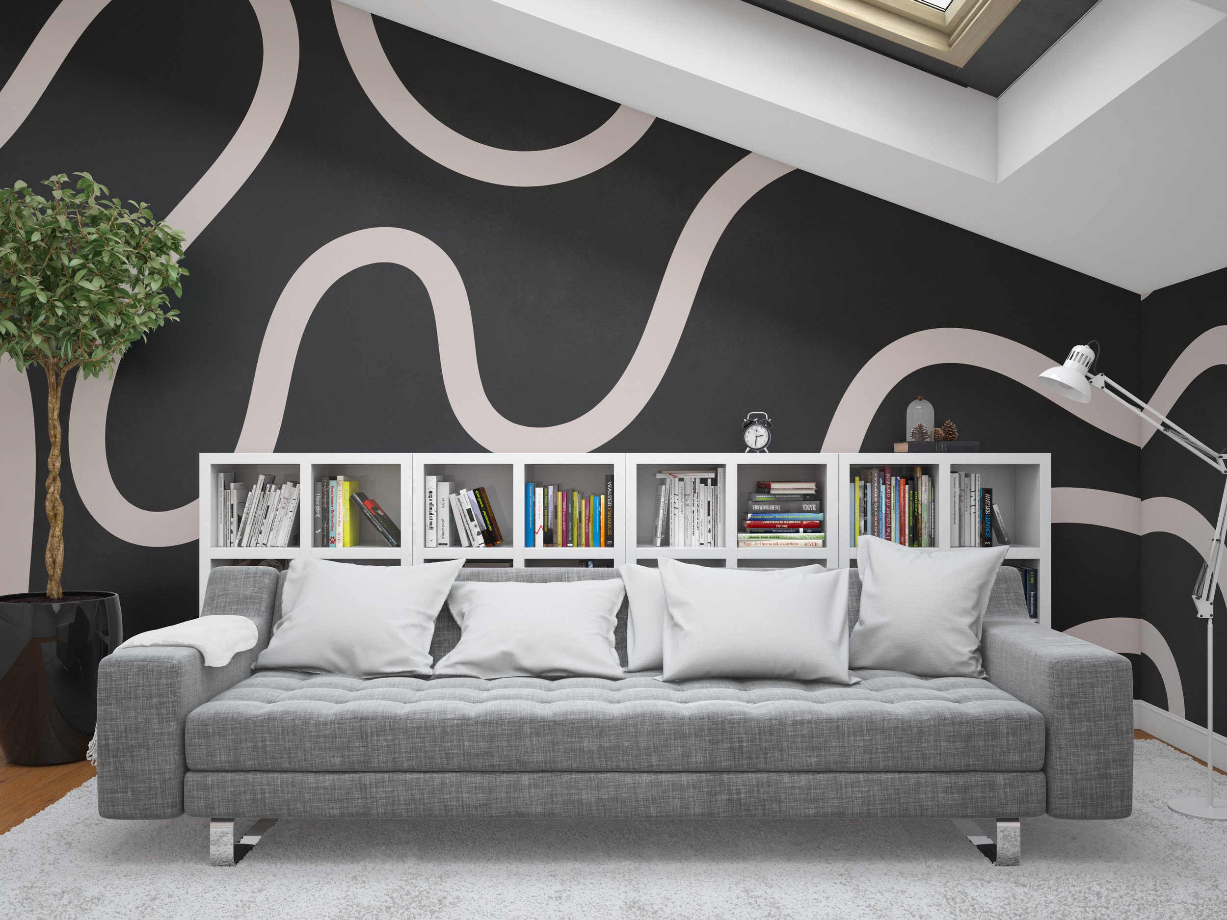 LOUANE papier peint abstrait dans salon 