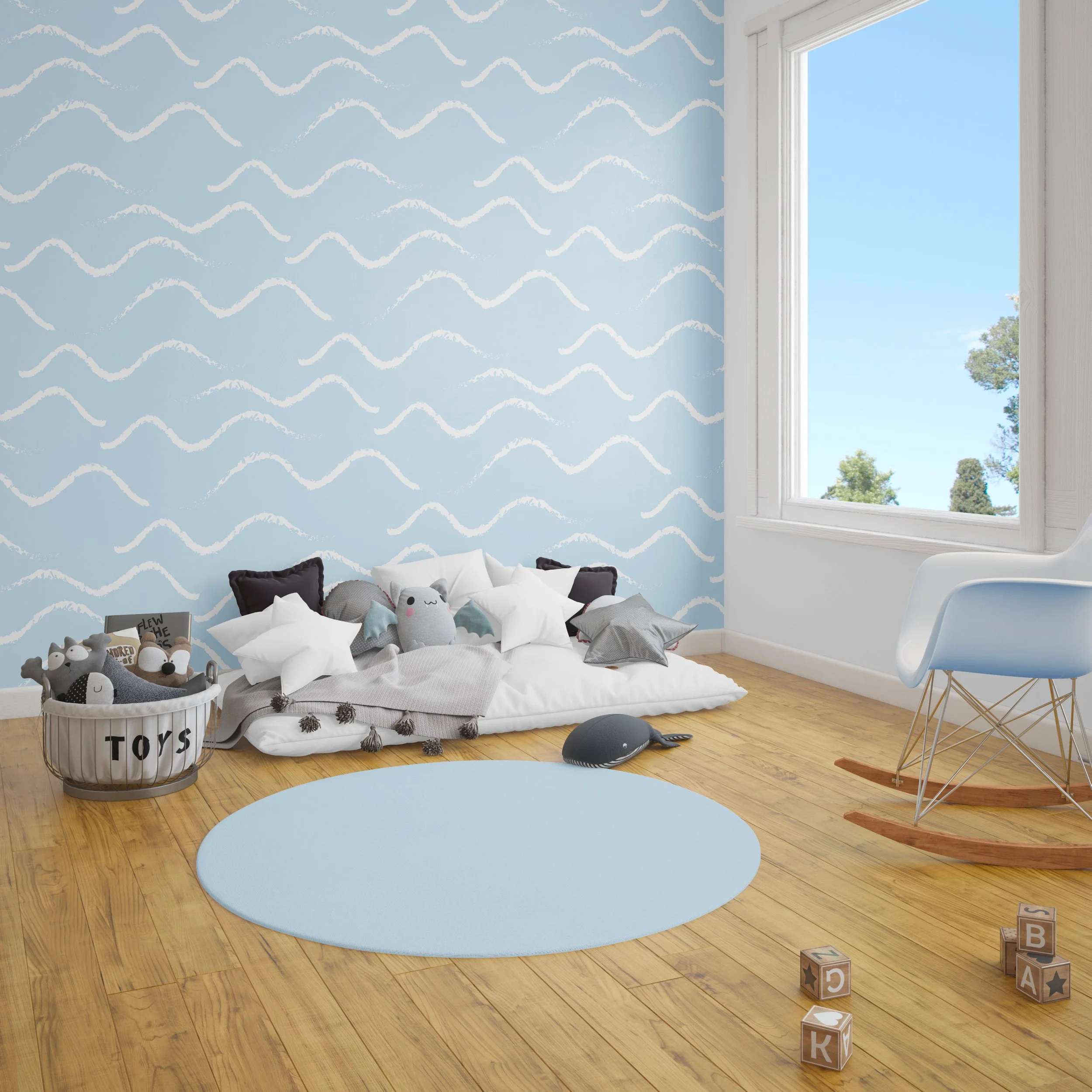 Papier peint vagues dessinées