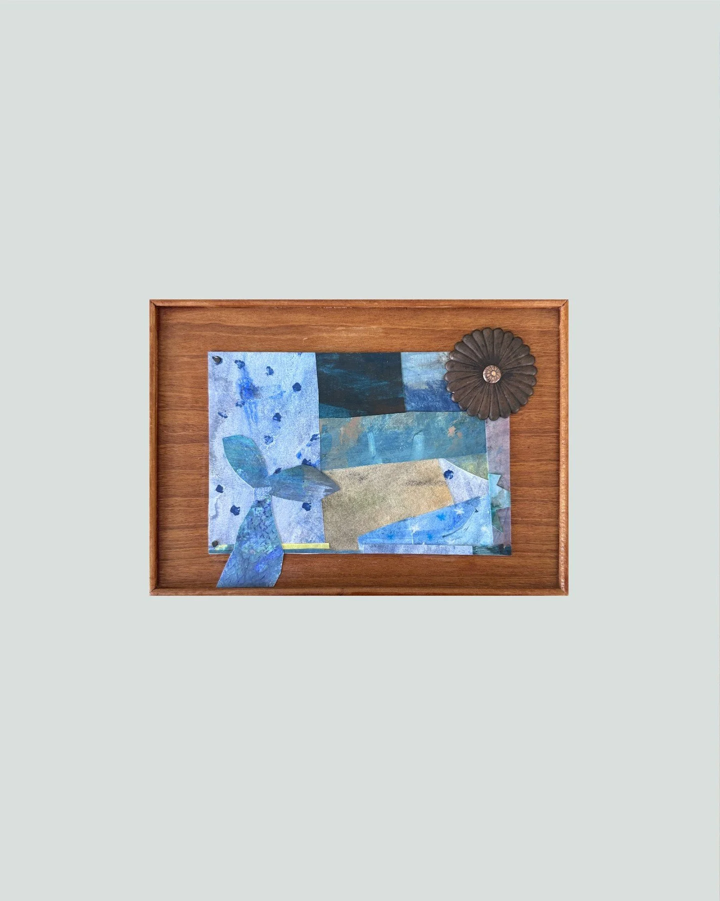 A Place to Land
Mixed media collage on repurposed vintage
Japanese board with Japanese metal piece.
270 x 190mm

Heaven + Home Exhibition
@apollo_bay_arts_inc_gallery 
3&ndash;8 April, 10am&ndash;4pm daily