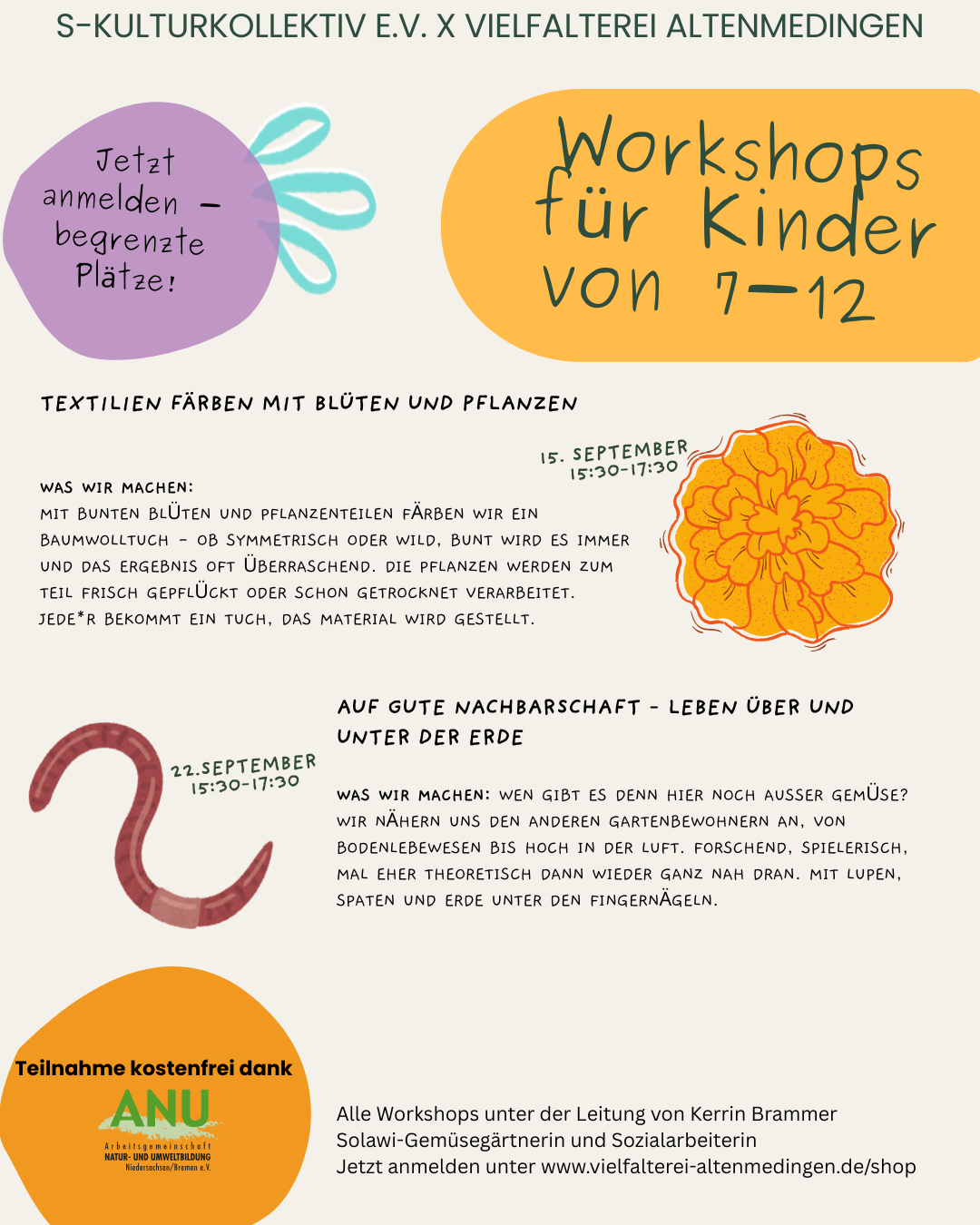 Umsonst & Draußen für Kinder: Textilien färben mit Blüten und Pflanzen