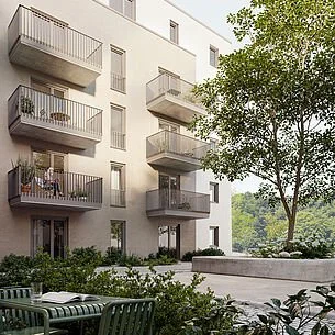 Mehrstöckiges Wohngebäude mit Balkonen in Hattersheim