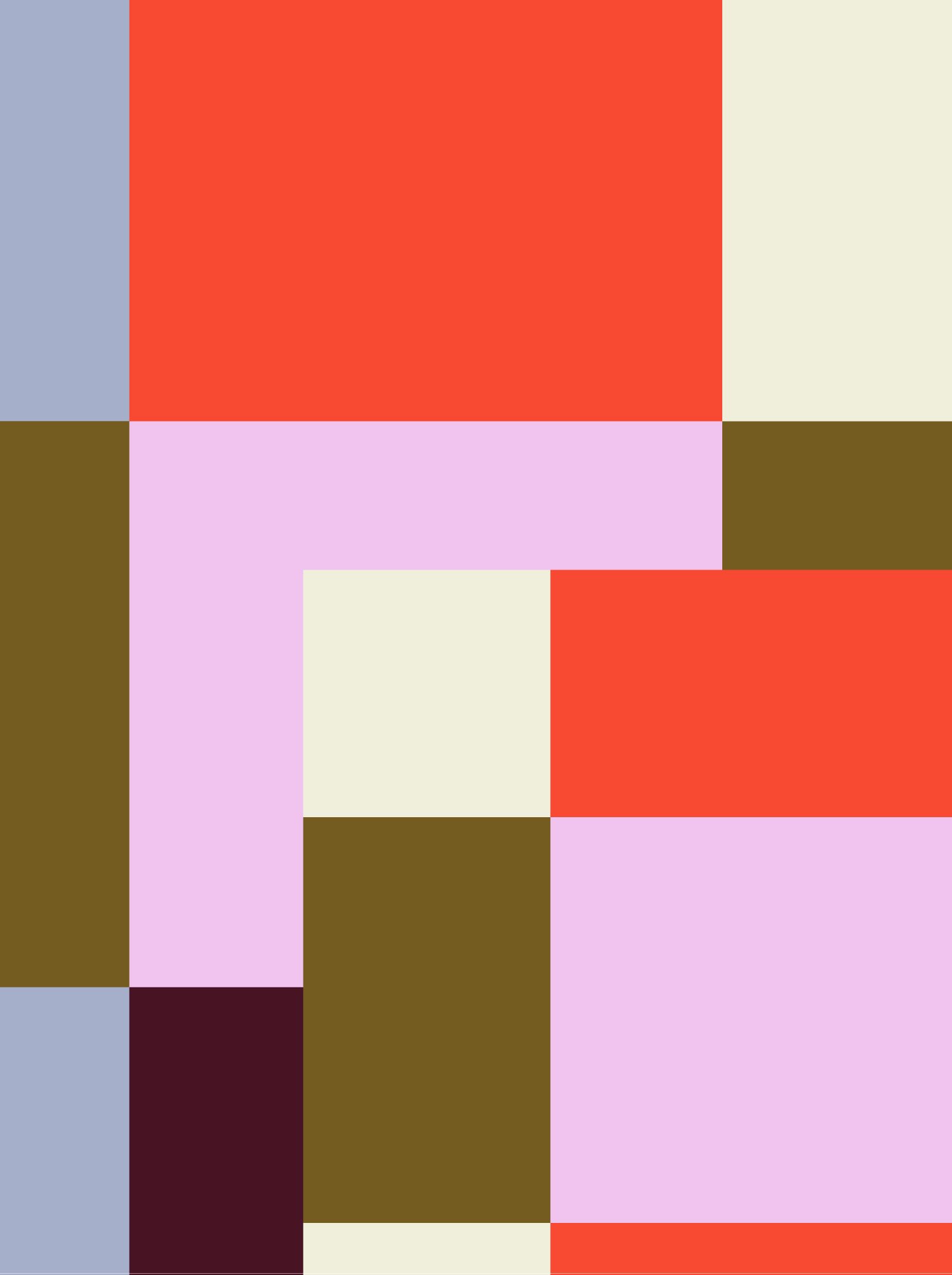 Salvia Blue / Cotinga Purple / Sepia / Hermosa Pink / Cream / Red