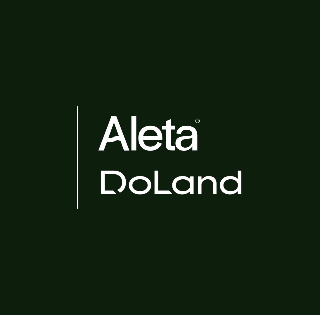 Logo with text 'Aleta DoLand' on a dark background.