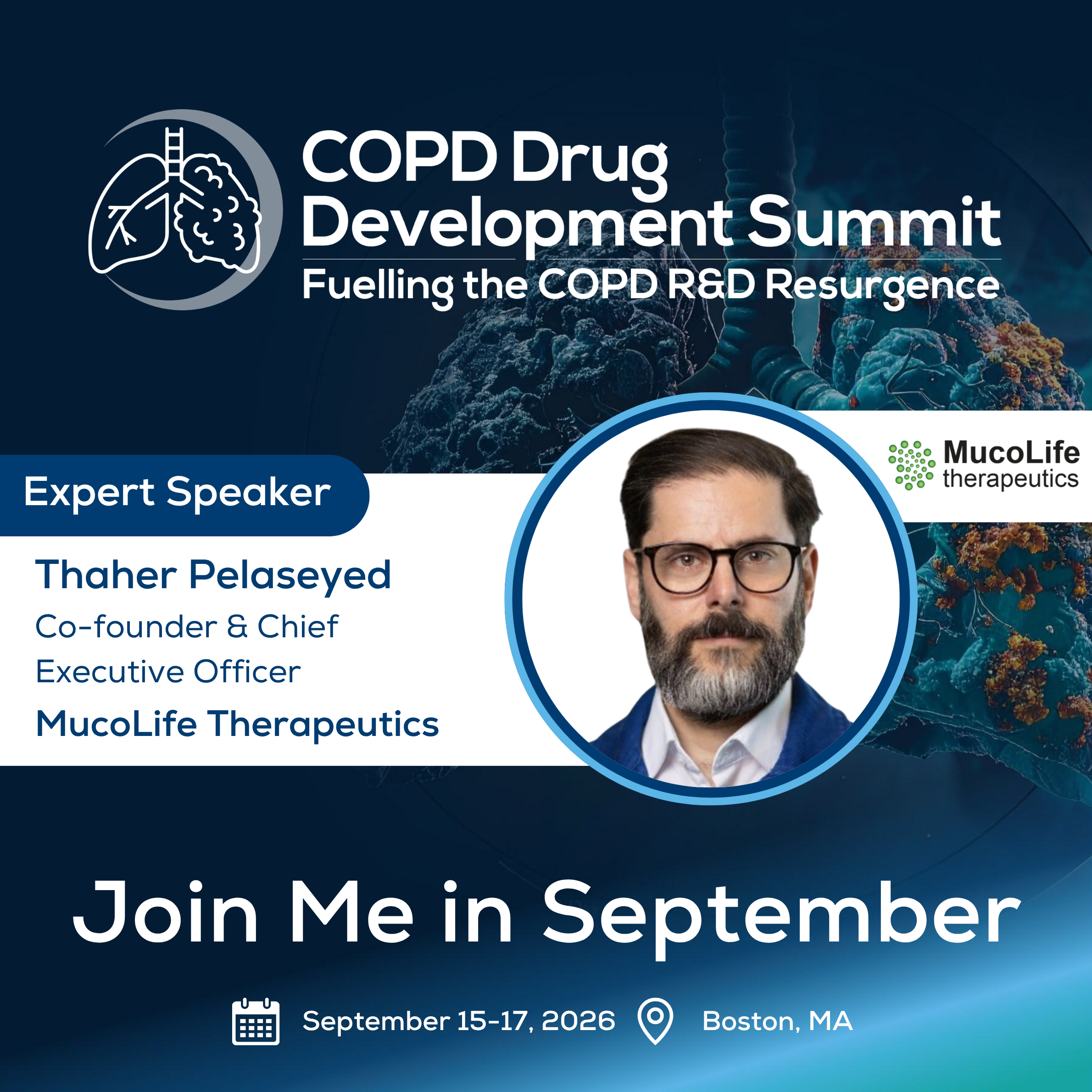 MucoLife Therapeutics CEO to Present at Inaugural COPD Drug Development Summit in Boston