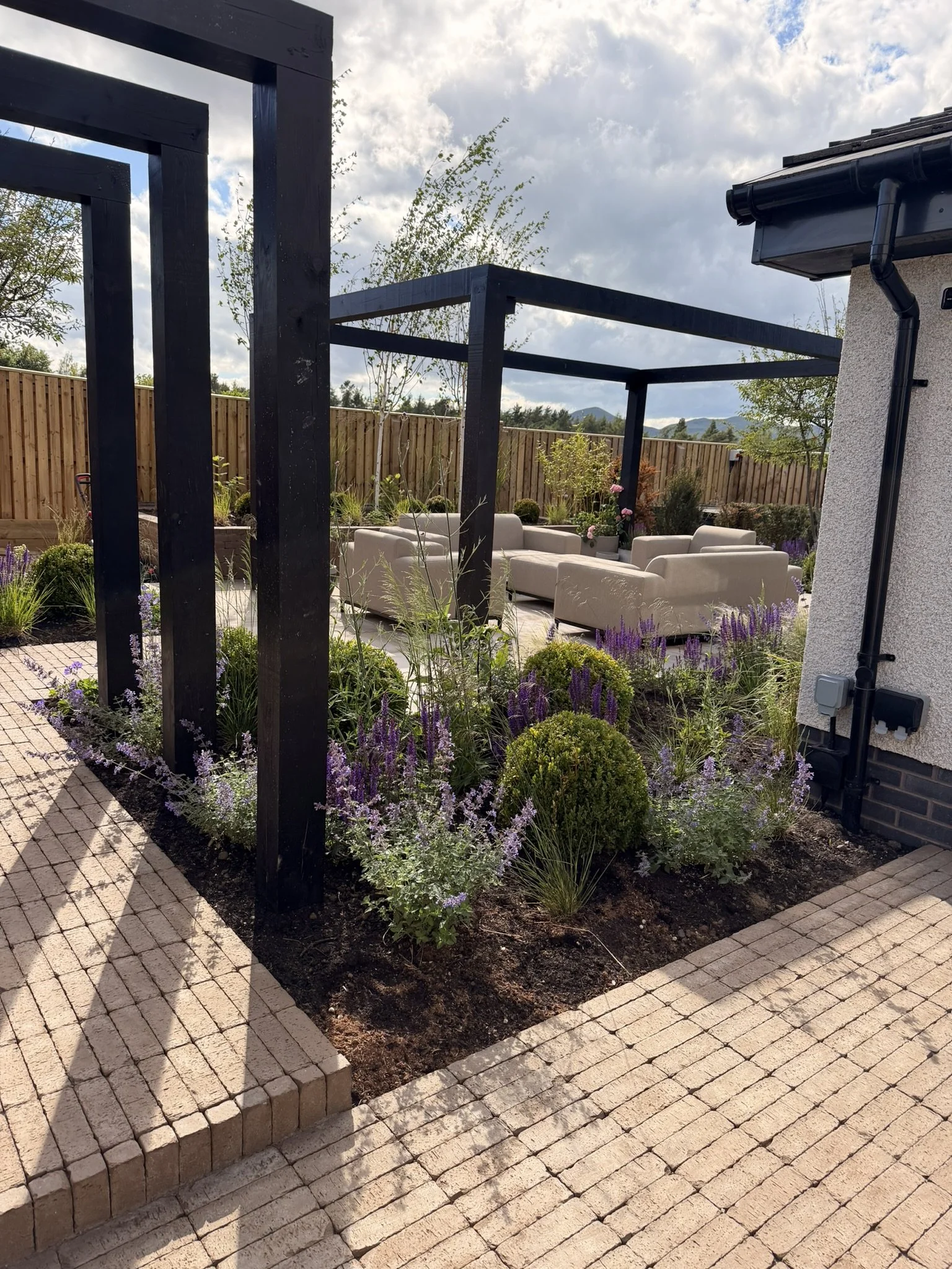 timber architectural details in new garden
