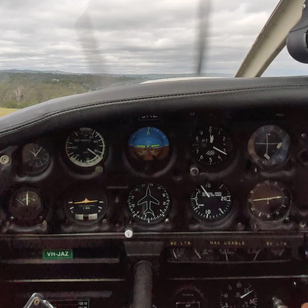 Cockpit of an airplane during a pilot training session in Sydney