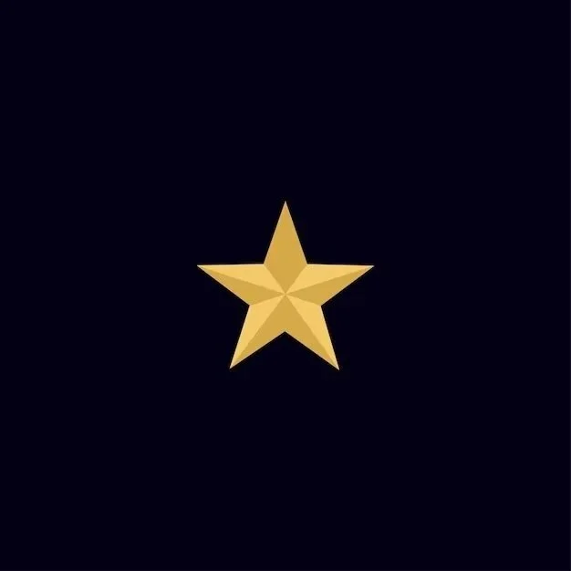 Gold star on a black background.