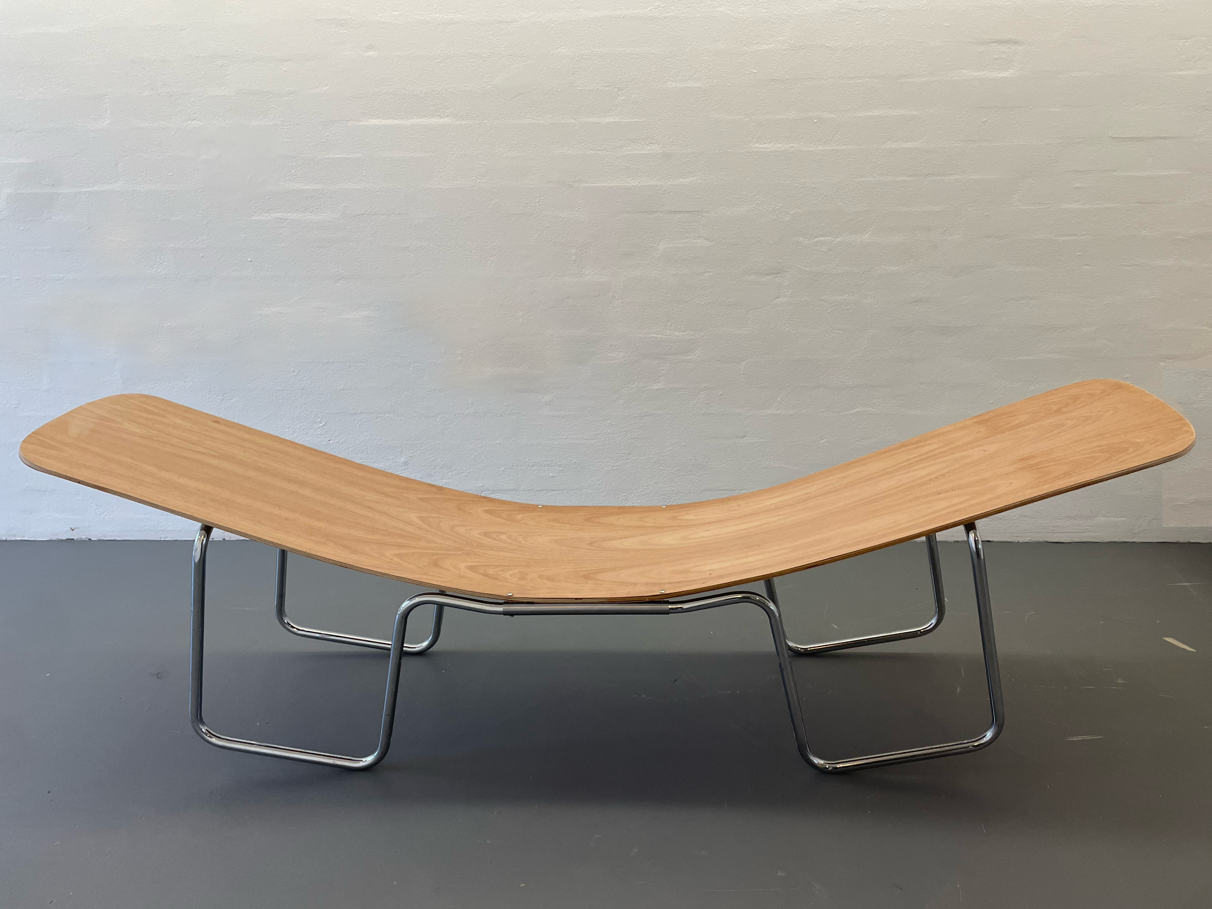 'Cesca Bench' (2025), 2 Cesca Chair frames, Found ply and veneer, brushed steel, steel fixings