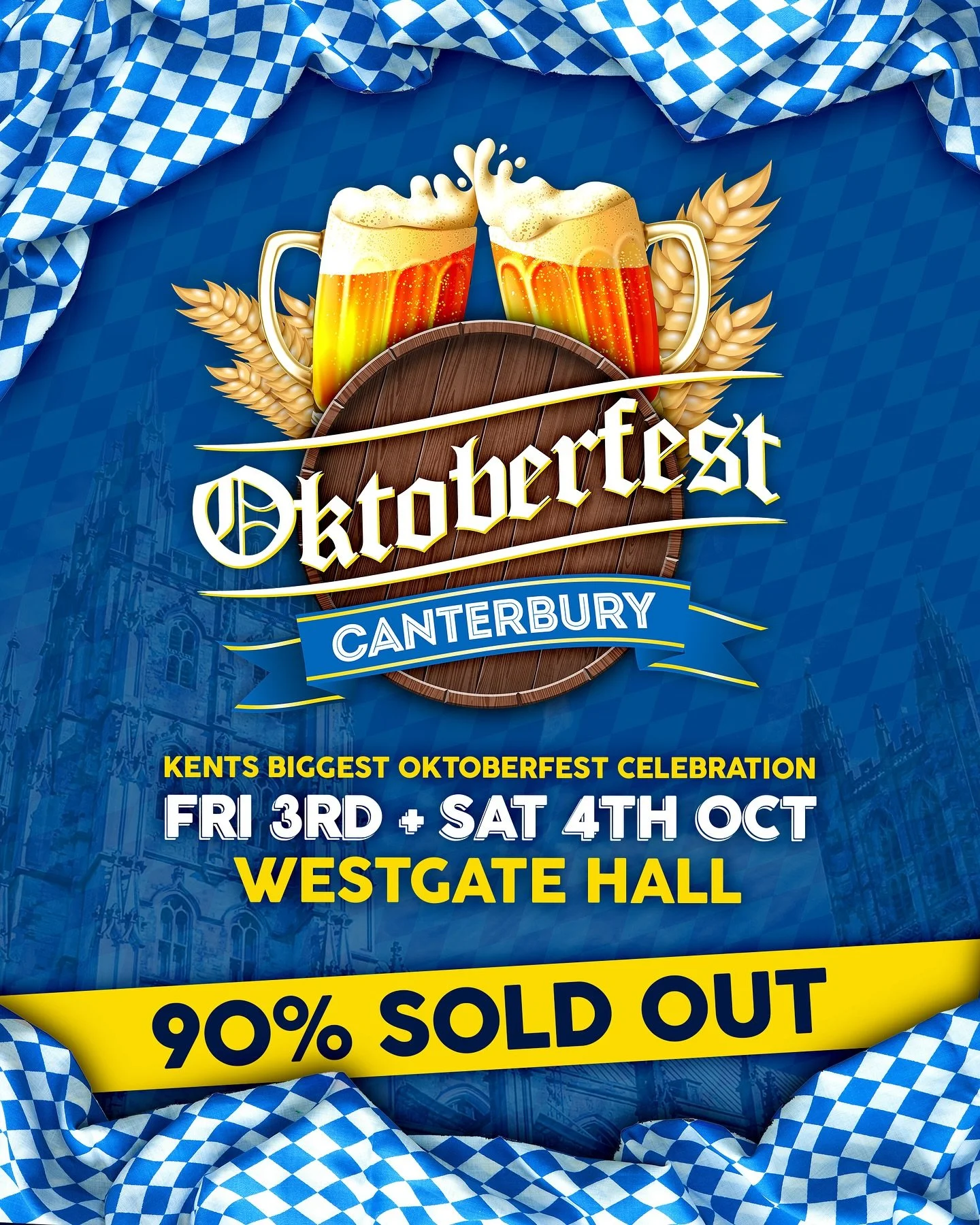 ⚠️ 90% SOLD OUT! ⚠️

Kent&rsquo;s biggest Oktoberfest celebration is almost here and tickets are now 90% sold out! 

Don&rsquo;t miss your chance to raise a stein at Westgate Hall next weekend! 💚