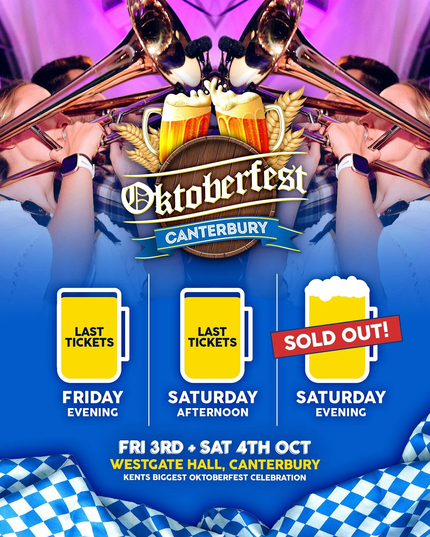 🚨 SATURDAY EVENING SOLD OUT! 🚨

Today we kick off the Canterbury Oktoberfest weekend! 🍺

Tonight&rsquo;s session and tomorrow afternoon are now down to LIMITED AVAILABILITY - your last chance to grab tickets&hellip; 👀 

Hit the link in our bio to