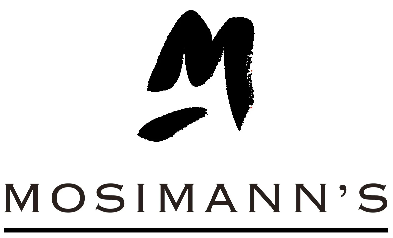 Logo for Mosimanns with a stylized black 'M' and a black handlebar mustache above the text.