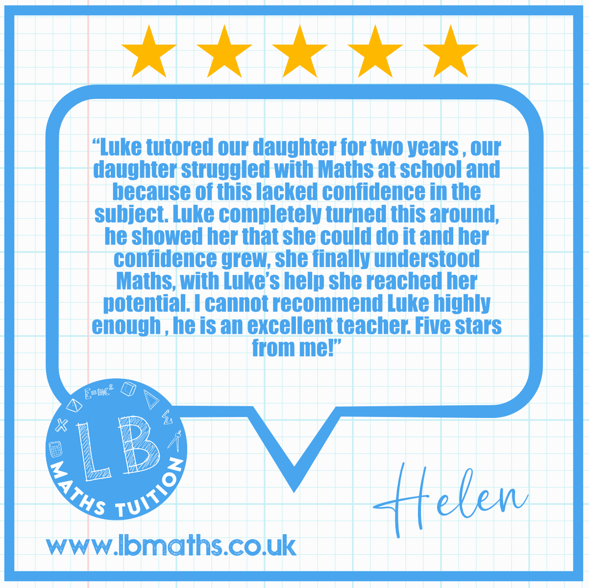LB Maths Tuition 5 star Review