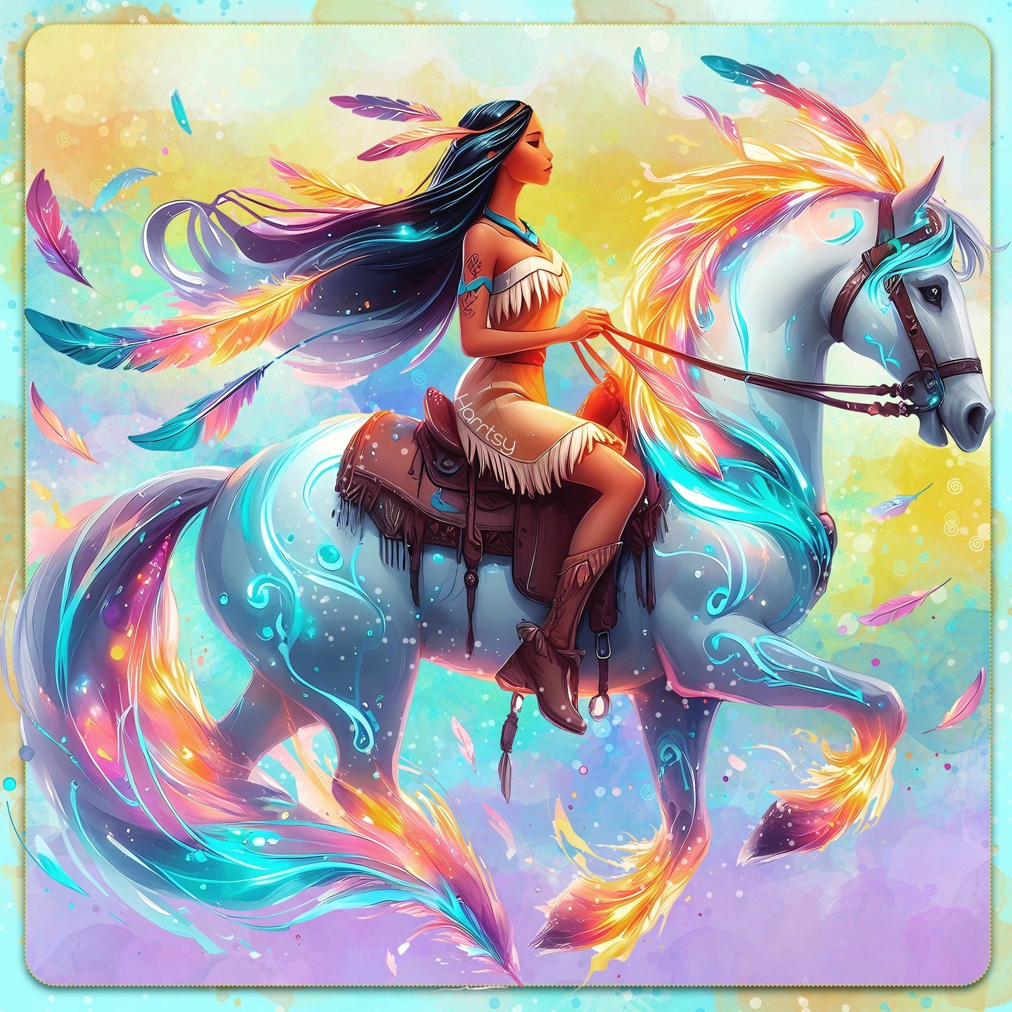 🎵 You think you own whatever land you land on
The Earth is just a dead thing you can claim
But I know every rock and tree and creature
Has a life, has a spirit, has a name 🎵

#pocahontas #disneyprincess #disneyartwork #pocahontashorse #colorsofthew