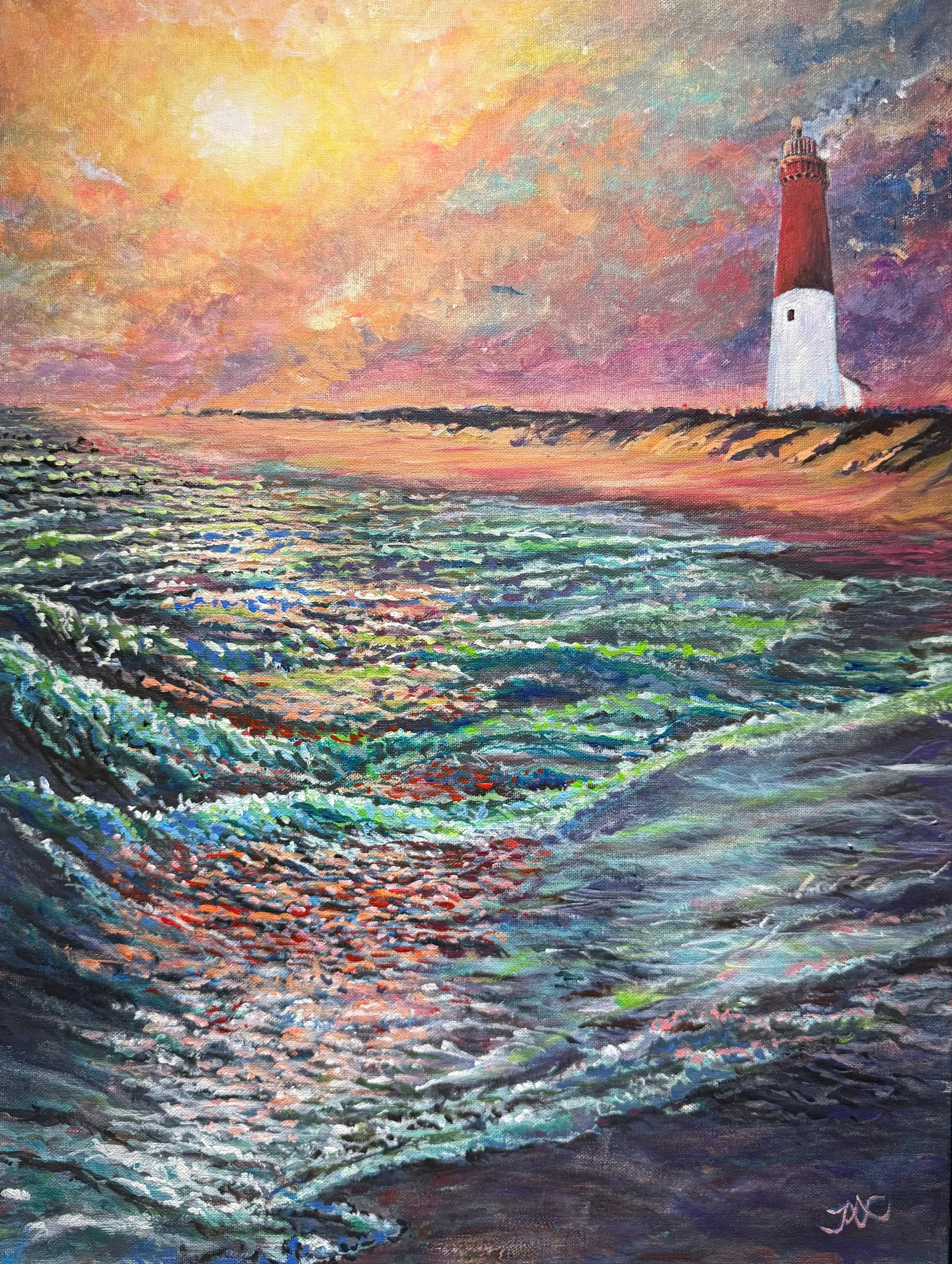 Jax Kwok, Golden Hour of Old Barney, Acrylic, 18x24x 2in