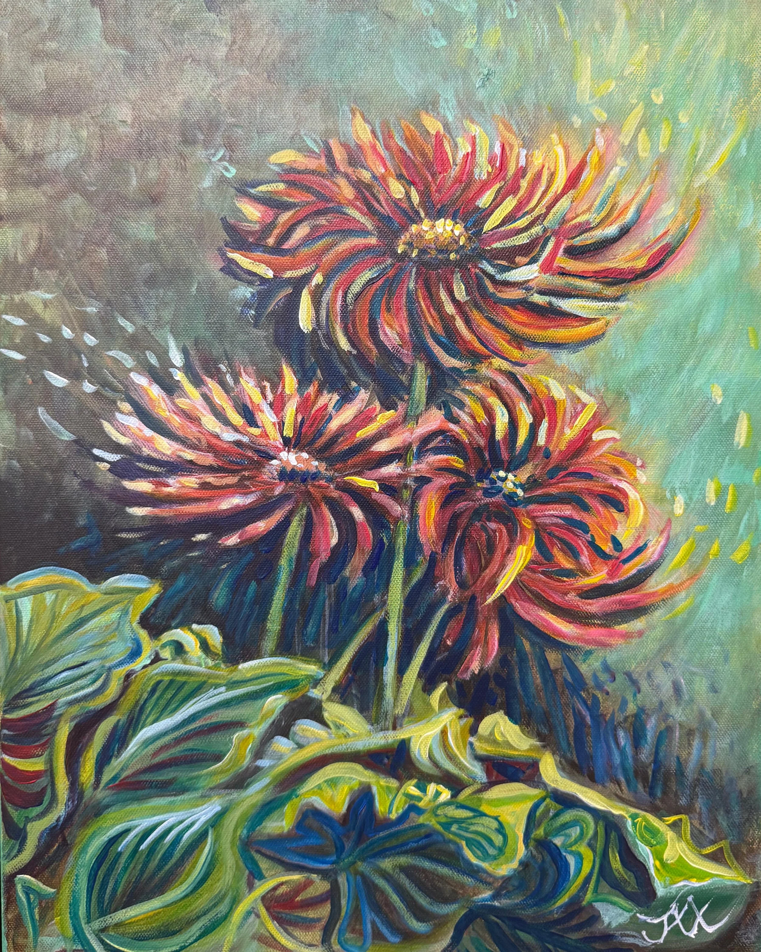 Jax Kwok, Dancing Summer Petals, Acrylic, 18x14x2in
