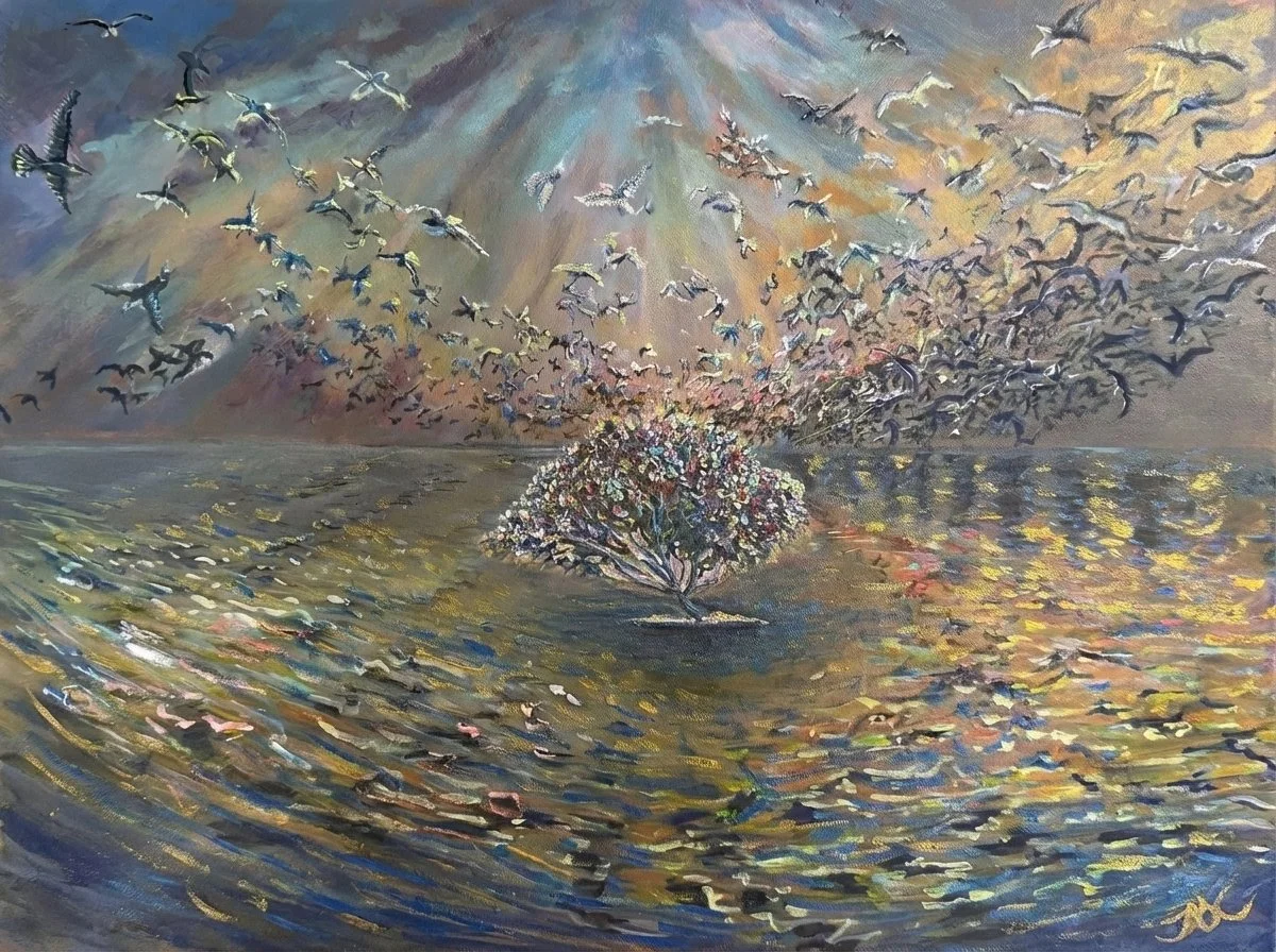 Jax Kwok, Flow of Being, Acrylic,20x16x2in