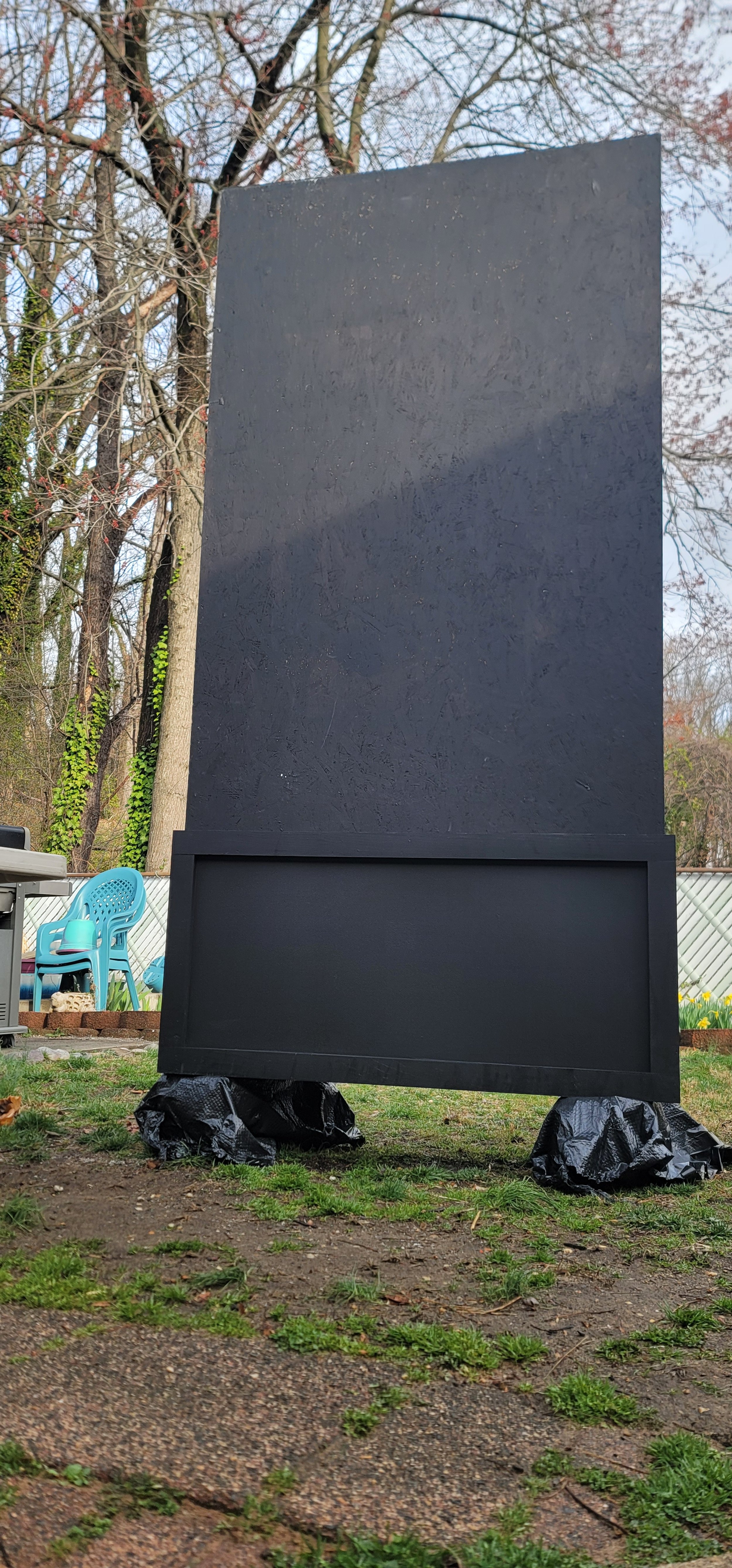 Full view of a custom faux boxwood hedge unit by GhostSquad_Design, shown fully painted in matte black before the greenery application. Built for Augusta After Dark during Masters Week, this stage highlights the clean finish and modern look of the un