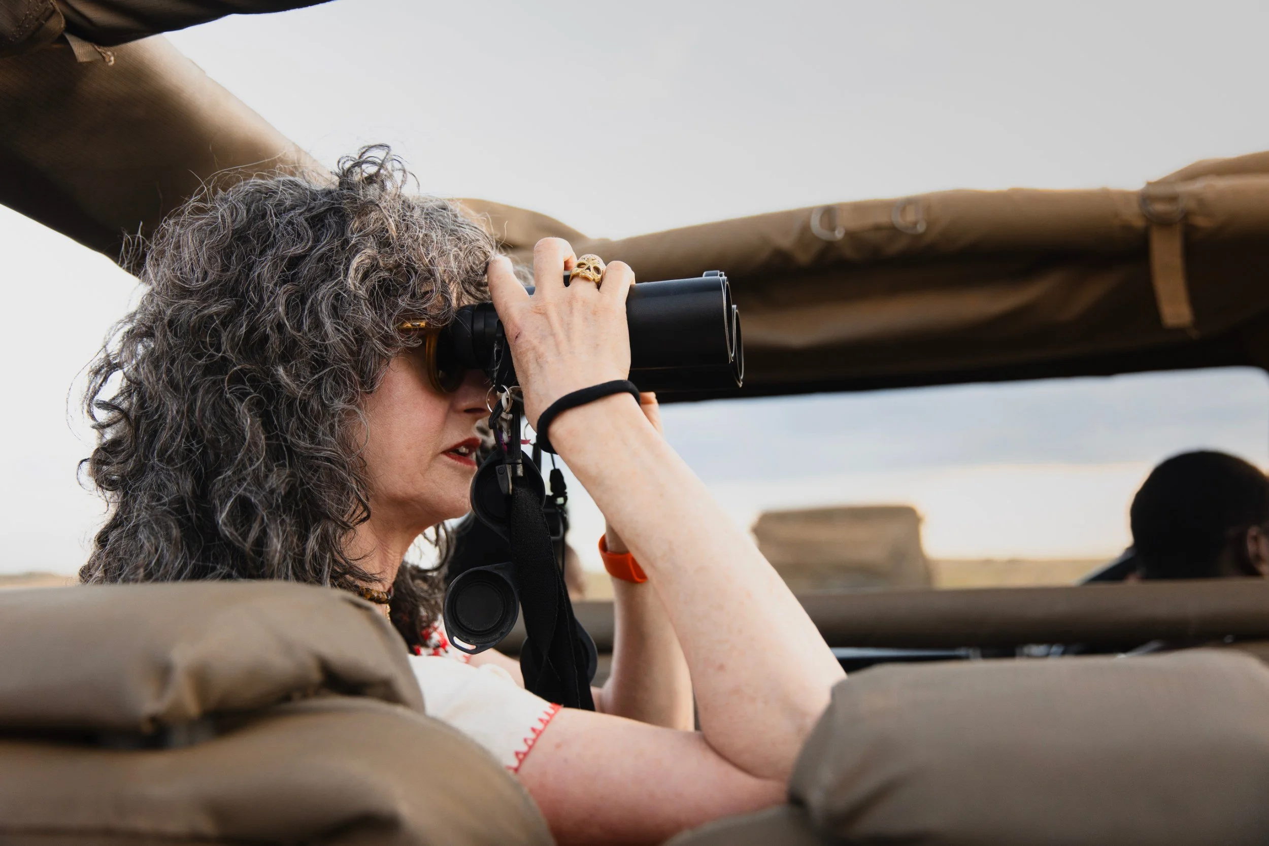 Game drive with binoculars 