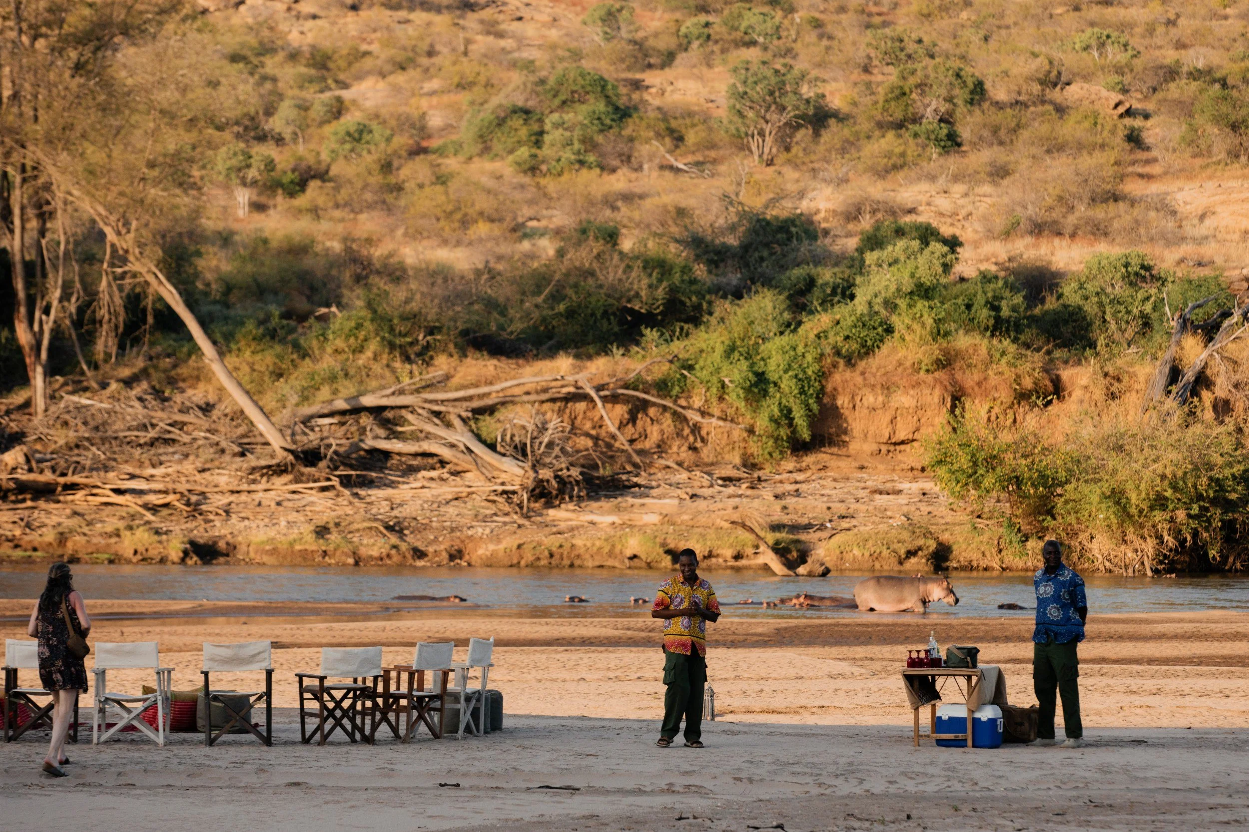 Private Yoga safari at Galdessa Camp on the Galana River, Tsavo East, Kenya, February 2024. Day seven with Wildlife & Yoga