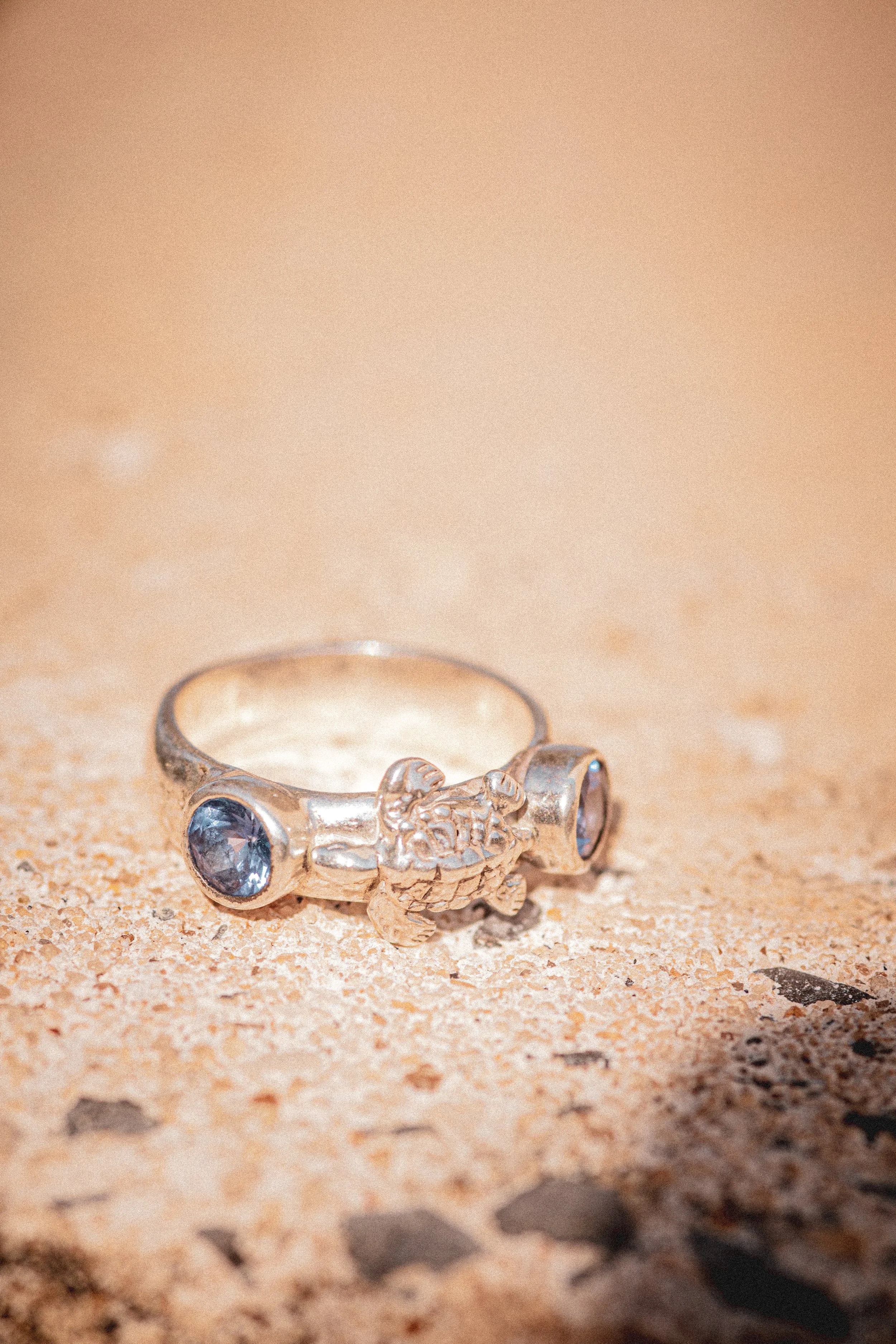 Turtle Ring with Tanzanites