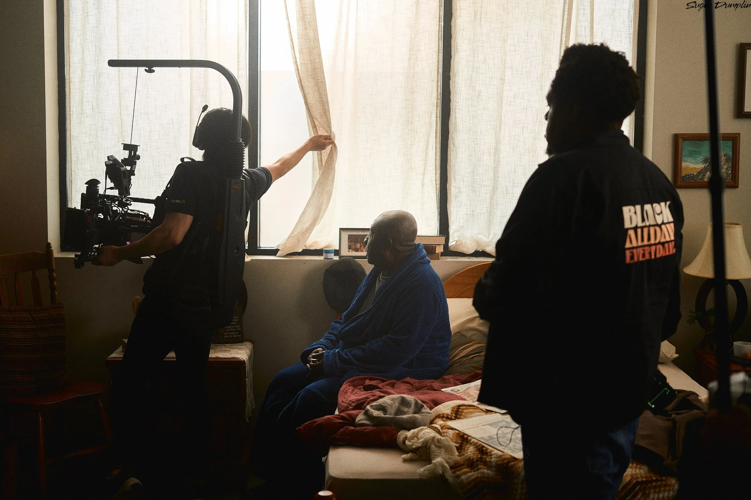Tristan Barrocks on the set of Sugar Donuts in a Short Film. 