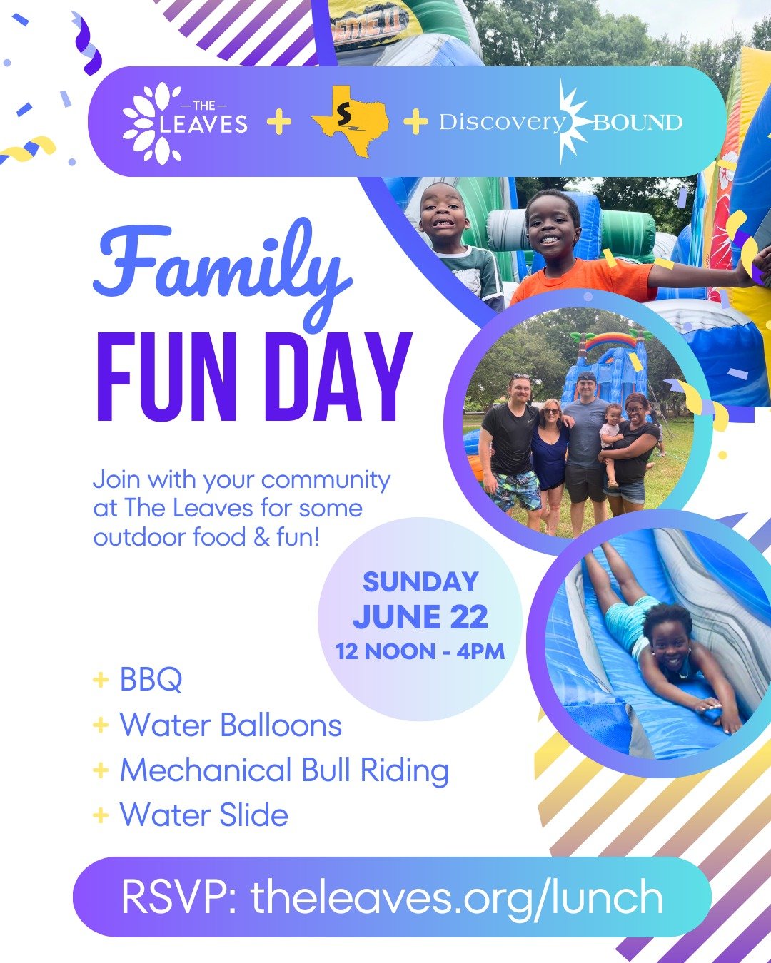 💙 TOMORROW! Join us for Family Fun Day! You're invited to a free BBQ lunch, water balloon fight, mechanical bull riding, water slide and more!
.
📅 Sunday, June 22nd
💦 12:00 noon (right after church) - until about 4pm
📨 RSVP (link in bio)
💗 Free 