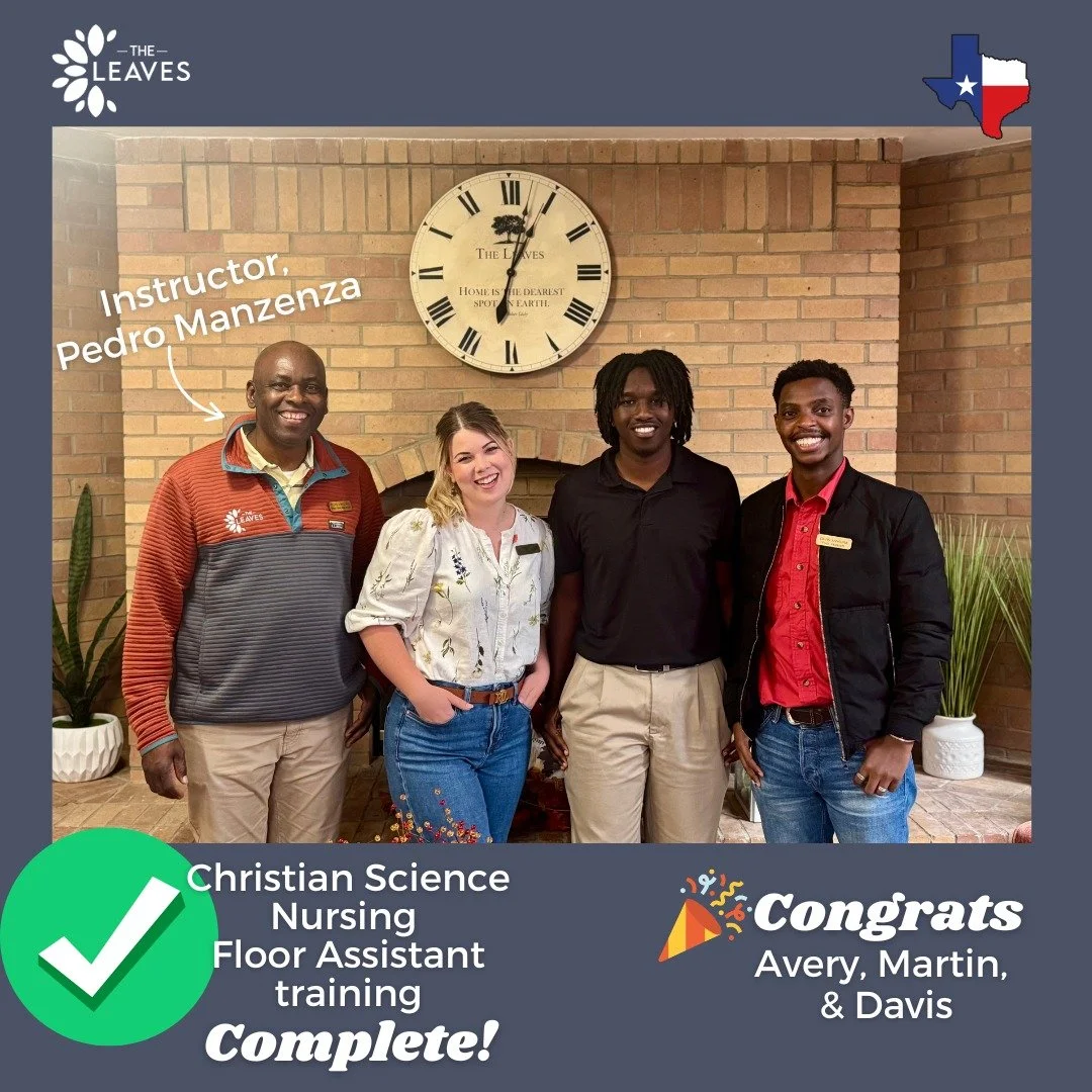 🎉 Congrats to Avery, Martin, and Davis who just completed their Christian Science Nursing Floor Assistant training! ✅ The Floor Assistant position builds basic skills, introduces day-to-day responsibilities, and lays the foundation for Level 1.
📆 W