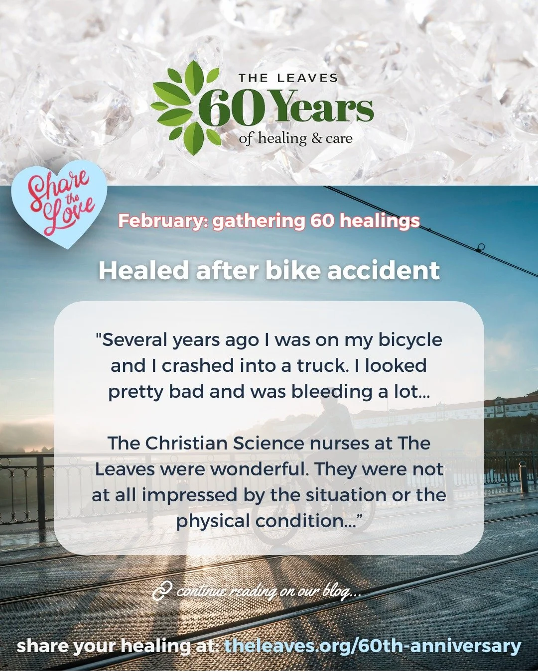 🚴 Read this inspiring testimony of a healing after a bike accident.
🔗 Click the link in bio to read it now.
💡 Have a healing you want to share? 💕Share the love by visiting https://www.theleaves.org/60th-anniversary where you can click to submit y