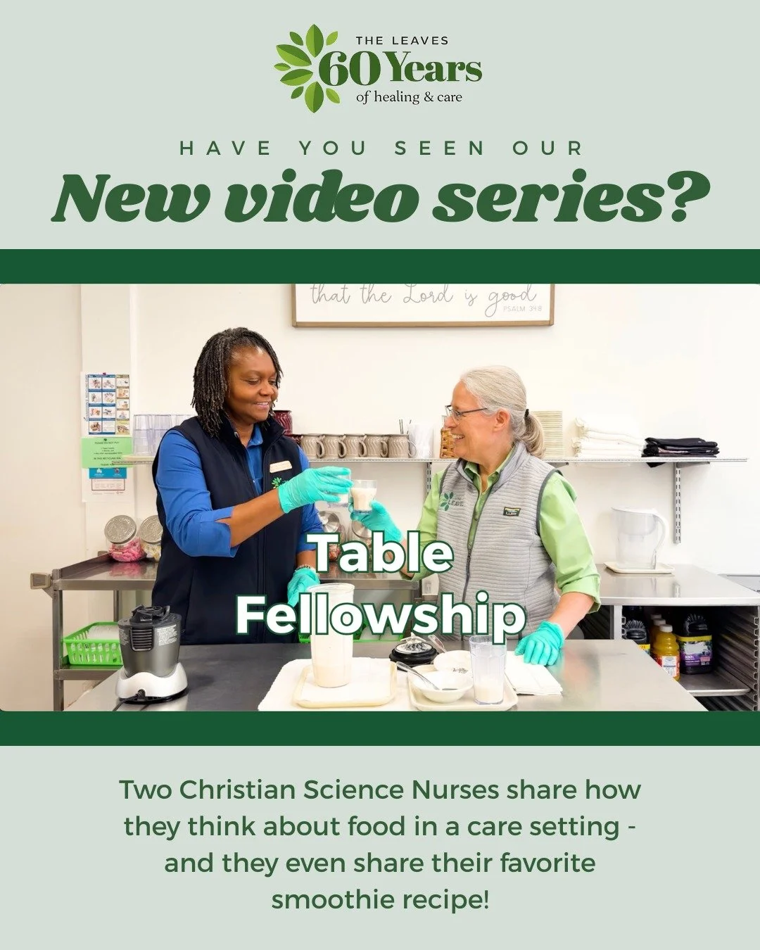🎥 Video 5 in our special video series: Living the Christly Ministry - Healing in Action. Two Christian Science Nurses share how they think about food in a care setting - and they even share their favorite smoothie recipe!
Follow the 🔗 in bio to wat