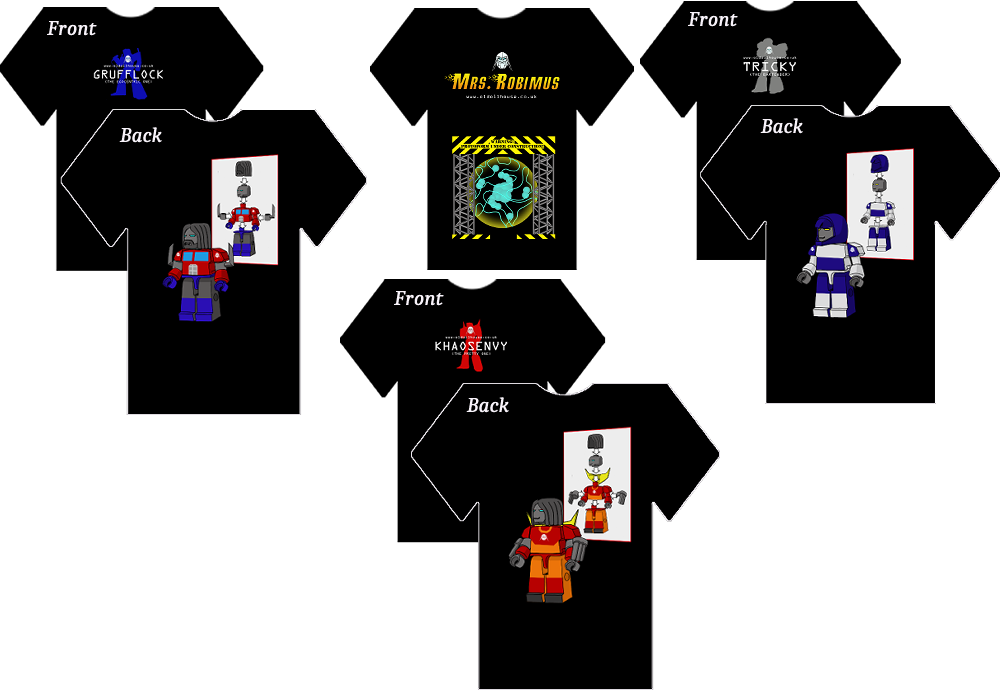 2 Sided Tee's for the Hosts and the 1 I made for my Pregnant ex which worked so well with the Lower image sitting right on the bump (Text on it says "Warning! Protoform under construction!").