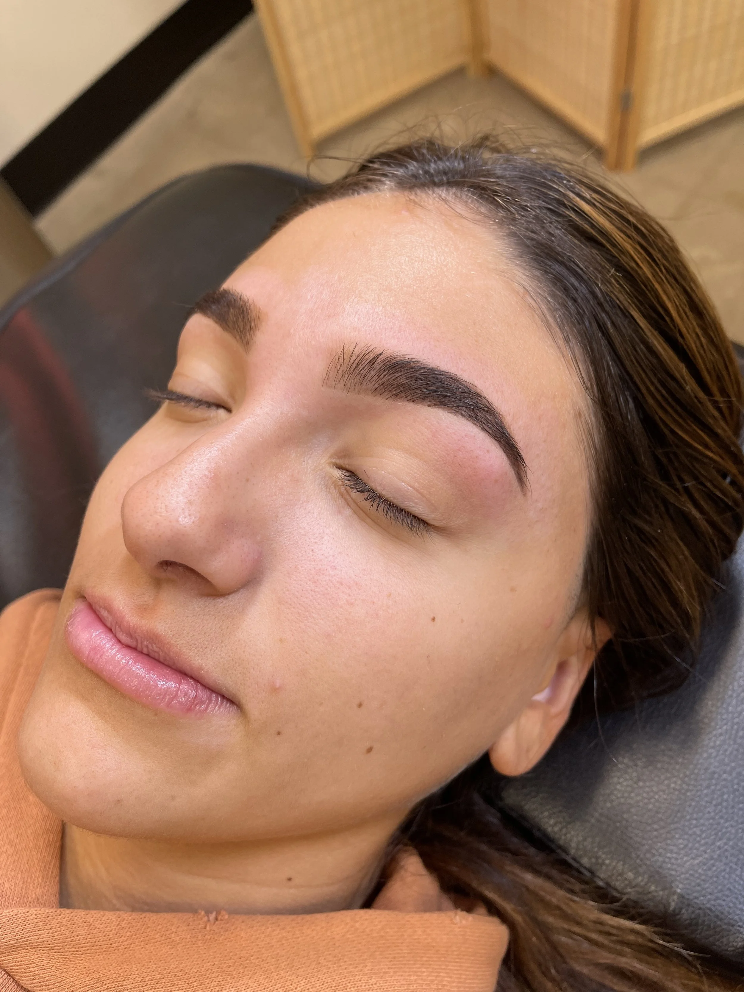 client's eyebrows, brow lamination raleigh nc