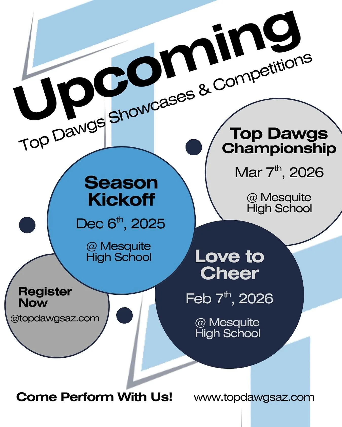 🎉✨ The wait is over! ✨🎉
Our 2025-2026 season events are officially OPEN for registration! 🏆🎀 We are SO excited to host your cheer program this season and can&rsquo;t wait to see all the amazing energy and talent you bring to the floor. 💥

📅 Don