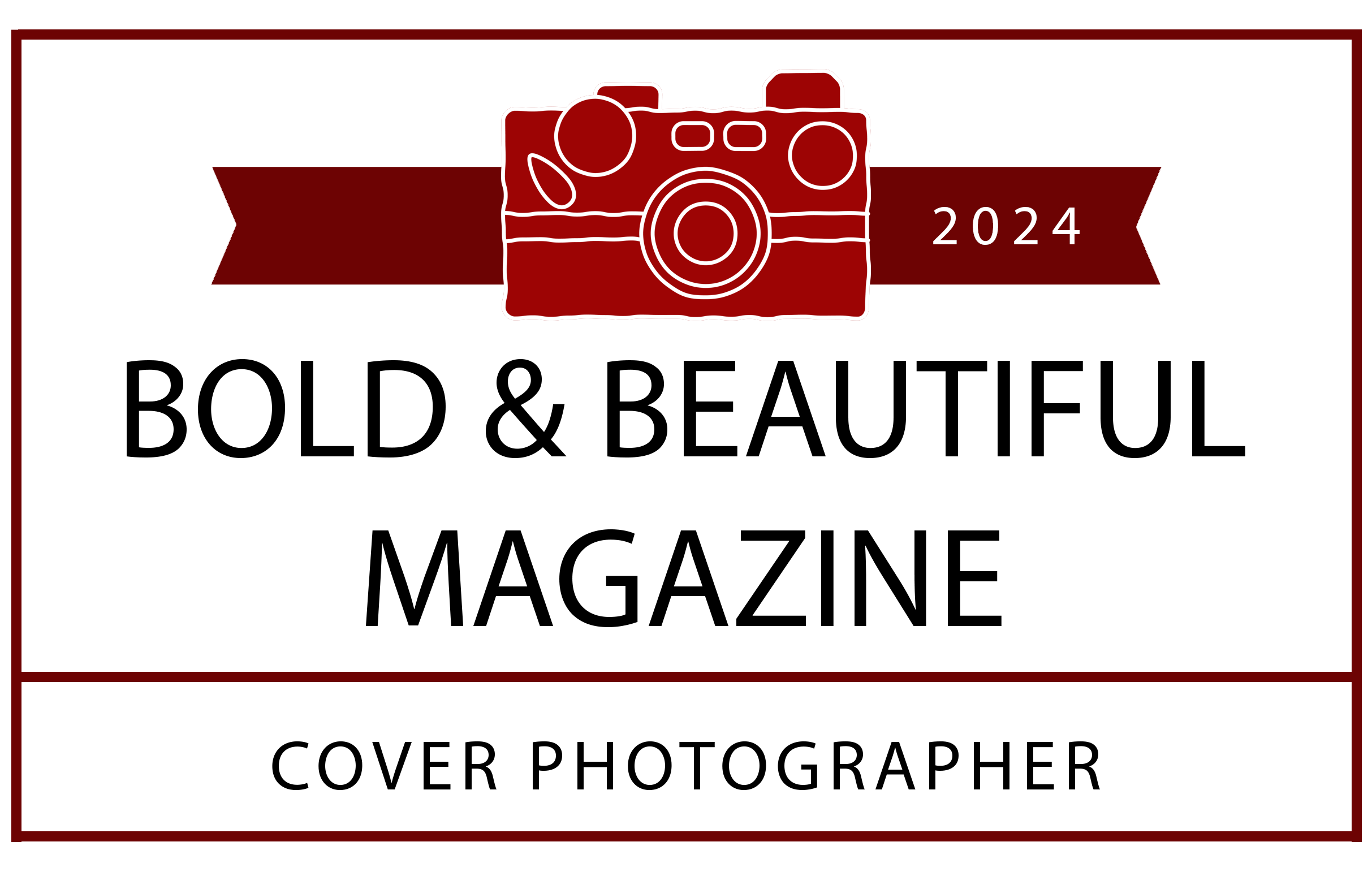 A graphic design featuring a camera outline and a red banner with the year 2024.