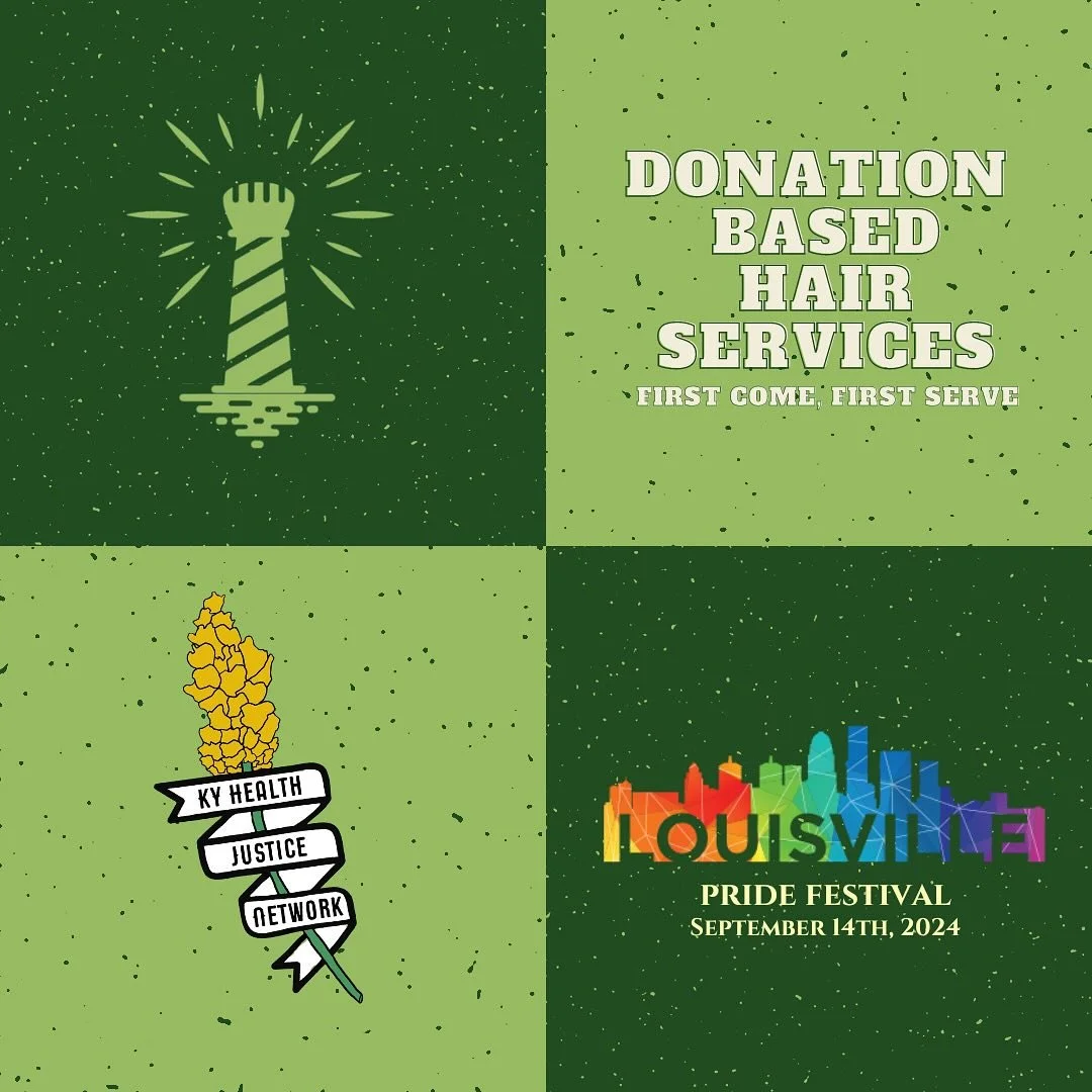 Join us this Saturday for our second year at the Louisville Pride Festival! 

We&rsquo;ll be set up between Lucia and Elwood Avenue and doing hair services for donations made to Kentucky Health Justice Network. 

Come by, say hello, and help us make 