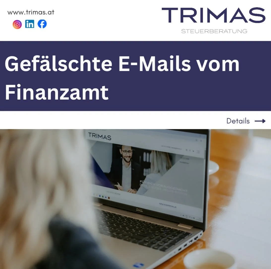 Gef&auml;lschte E-Mails vom Finanzamt❗️🏦

Derzeit kursieren betr&uuml;gerische E-Mails im Namen des Finanzamtes mit dem Betreff &bdquo;Betriebspr&uuml;fung 2024 - Ank&uuml;ndigung&ldquo;.

Anh&auml;nge &amp; Links nicht &ouml;ffnen - sofort l&ouml;s
