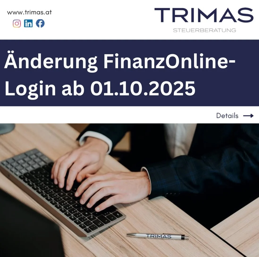 &Auml;nderung FinanzOnline-Login ab 01.10.2025 👩🏼&zwj;💻

F&uuml;r weitere Infos und Ausk&uuml;nfte stehen wir mit Rat und Tat zur Seite! 📊💻

#TRIMAS #teamTRIMAS #steuerberatung #kanzlei #bezirkweiz #finanzonline #2fa #idaustria