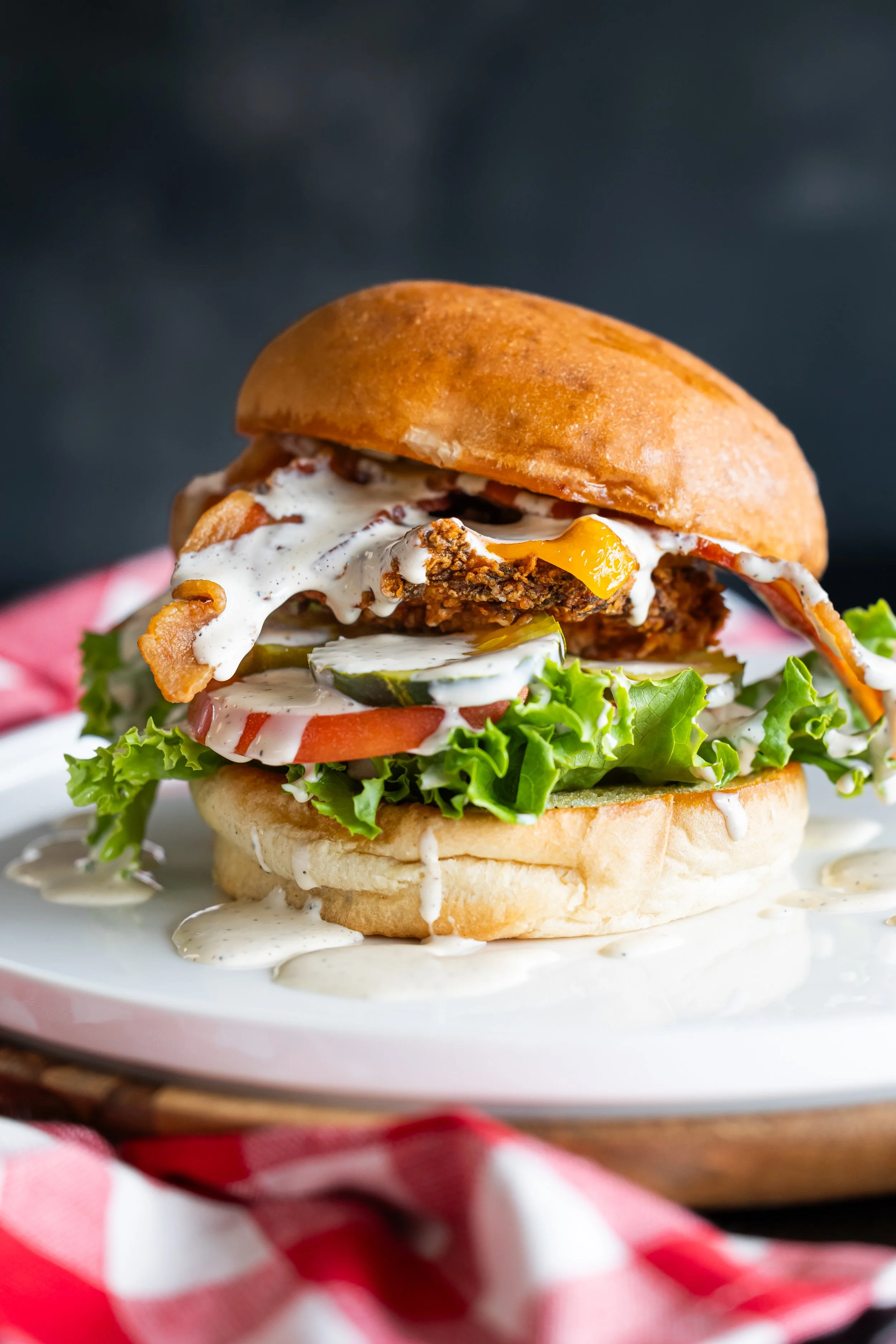 Restuarant photography of a fried chicken sandwhich for a bbq restaraunt in Joplin, Missouri