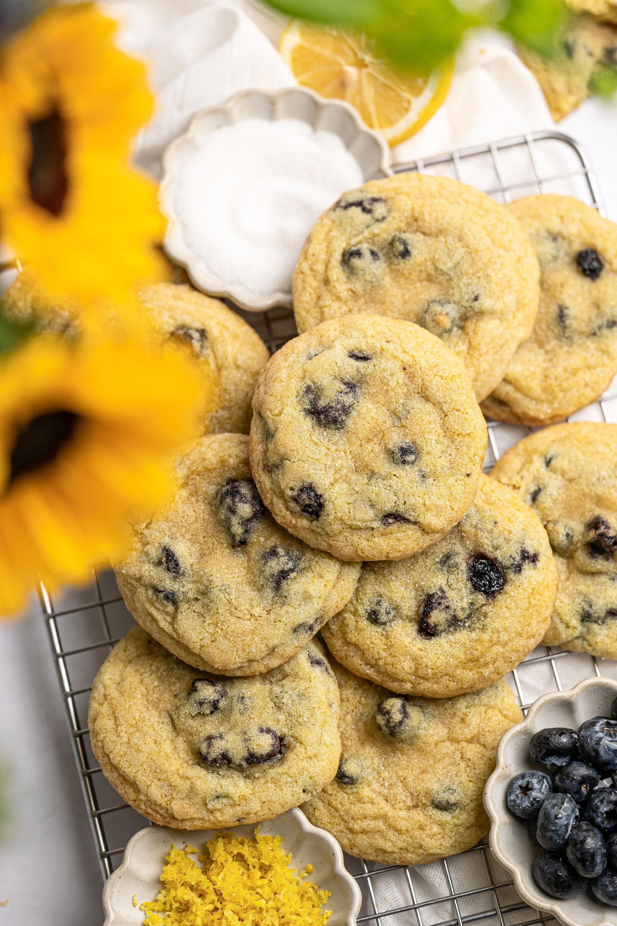 Recipe photography for lemon blueberry cookies